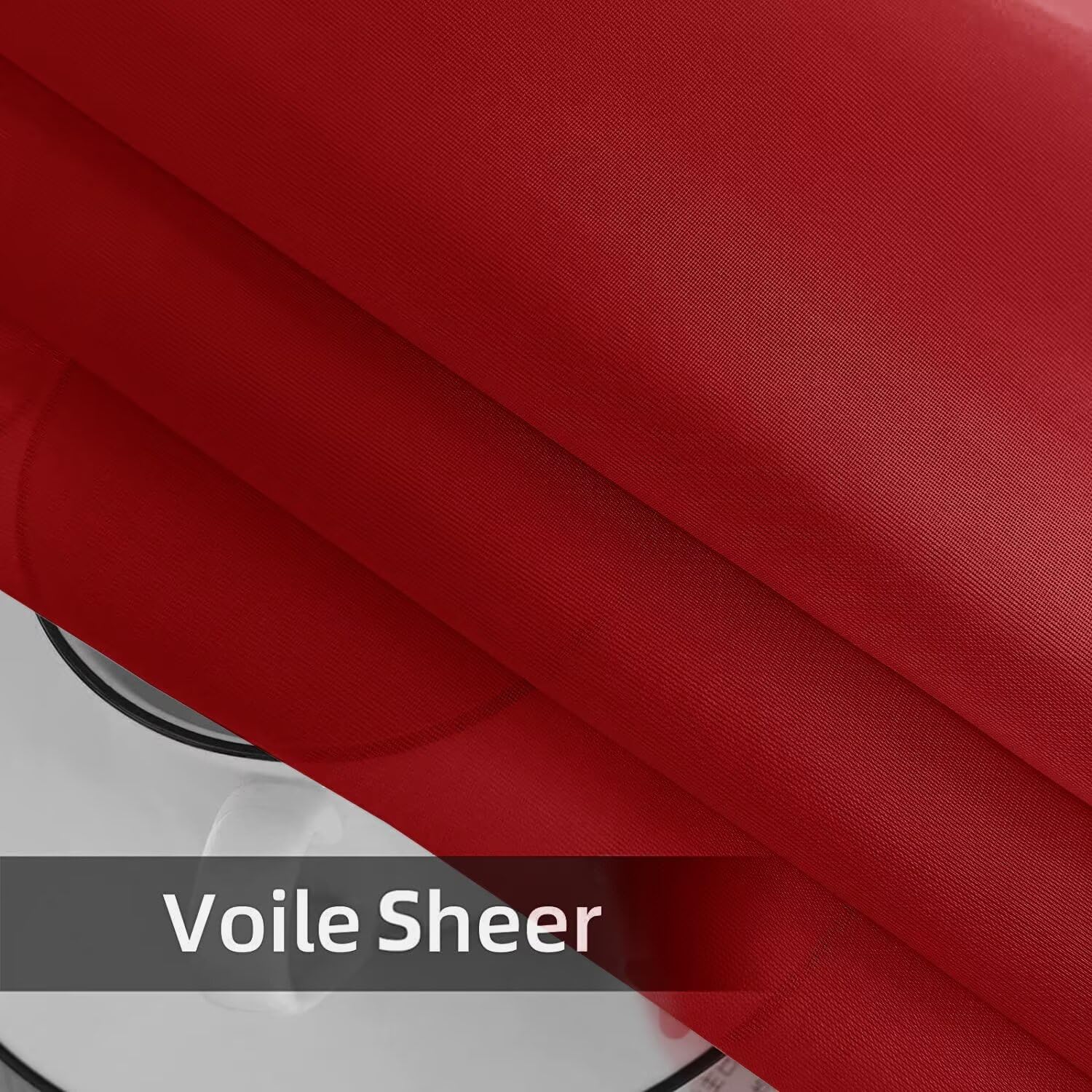 youleyar Solid Sheer Rod Pocket Curtain Voile Draperies 4 Panels White Beige Black Grey Ivory 52 Inch Width 96 Inch Long 1 Pair for Kitchen Bedroom Children Living Room Yard(Christmas Red,52 W���96 L) - Image 3