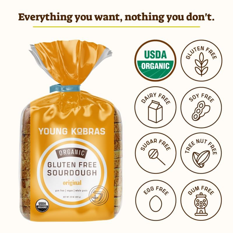 Young Kobras Organic, Gluten-Free Original Sourdough Bread 22oz (2-pack) - Allergen Friendly, Vegan, Gum-Free, Simple Ingredients & Made Fresh to Order - Image 3
