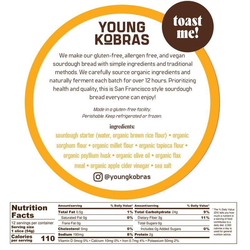 Young Kobras Organic, Gluten-Free Original Sourdough Bread 22oz (2-pack) - Allergen Friendly, Vegan, Gum-Free, Simple Ingredients & Made Fresh to Order - Image 6