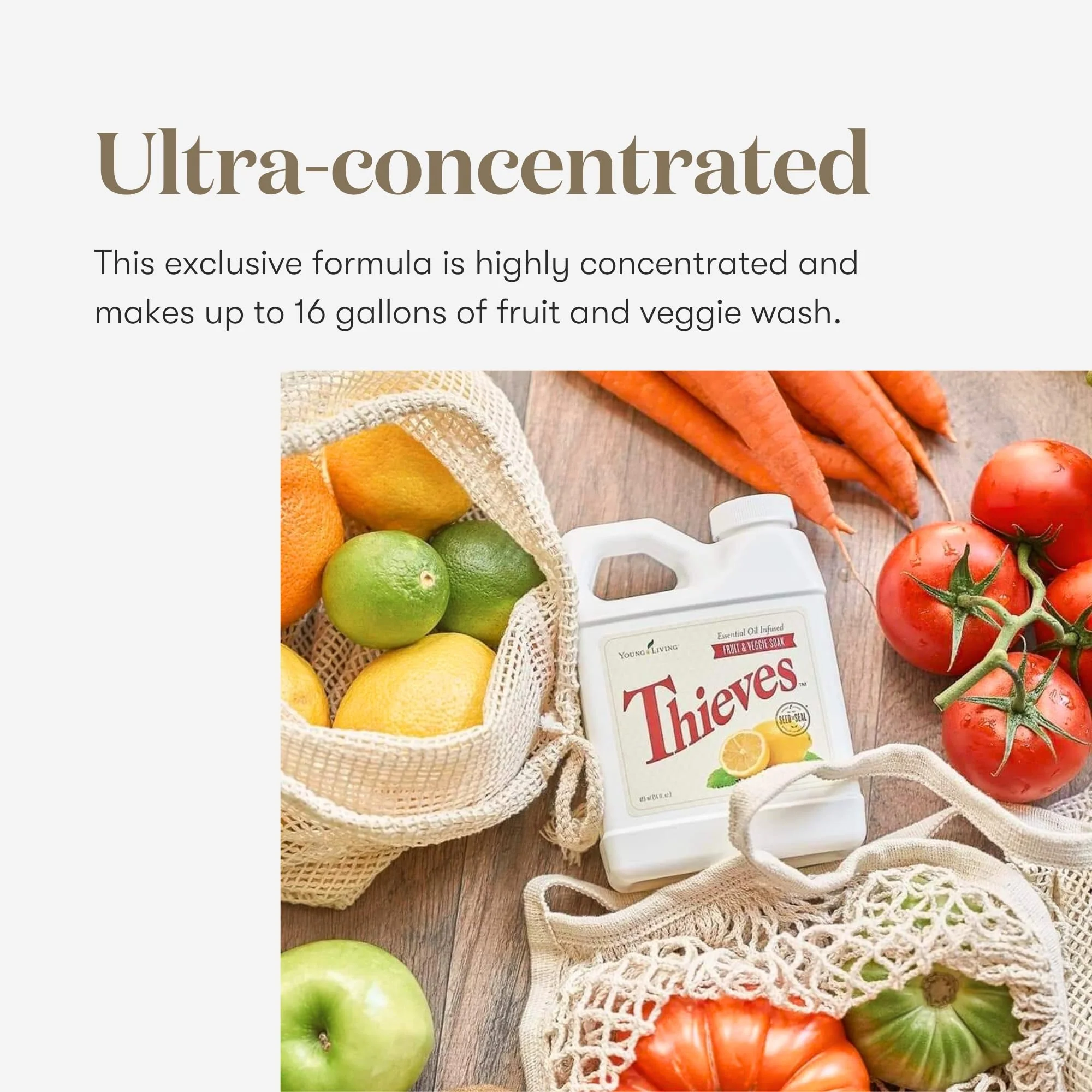 Young Living Thieves Fruit & Veggie Soak, 16 fl oz | Natural Home Care Cleanser | Gently Cleansing | Plant-Based | Infused with Water, Decyl Glucoside, Citric Acid, & Sodium Citrate - Image 2