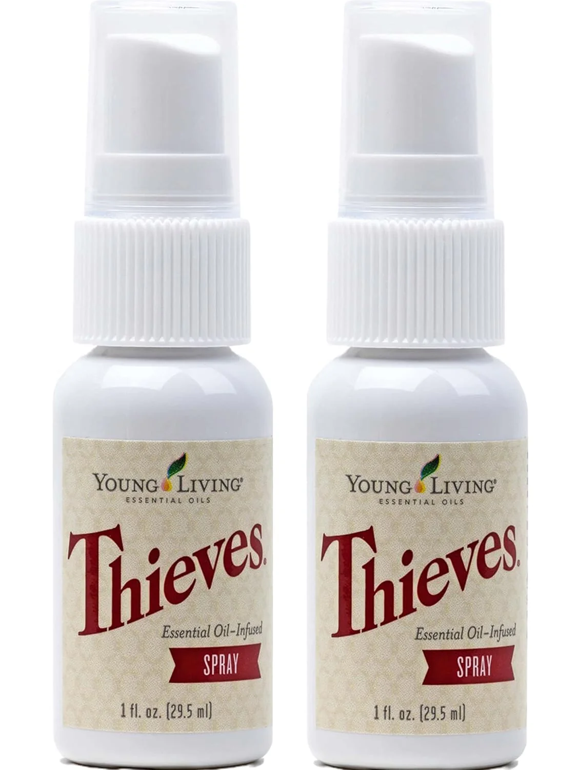 Young Living Thieves Spray | 1 oz | Portable Cleaner Spray, Formulated with Water & Alcohol, Ideal for Travel Essentials & Home; Fits in Backpack, Luggage, or Purse | 2 Pack