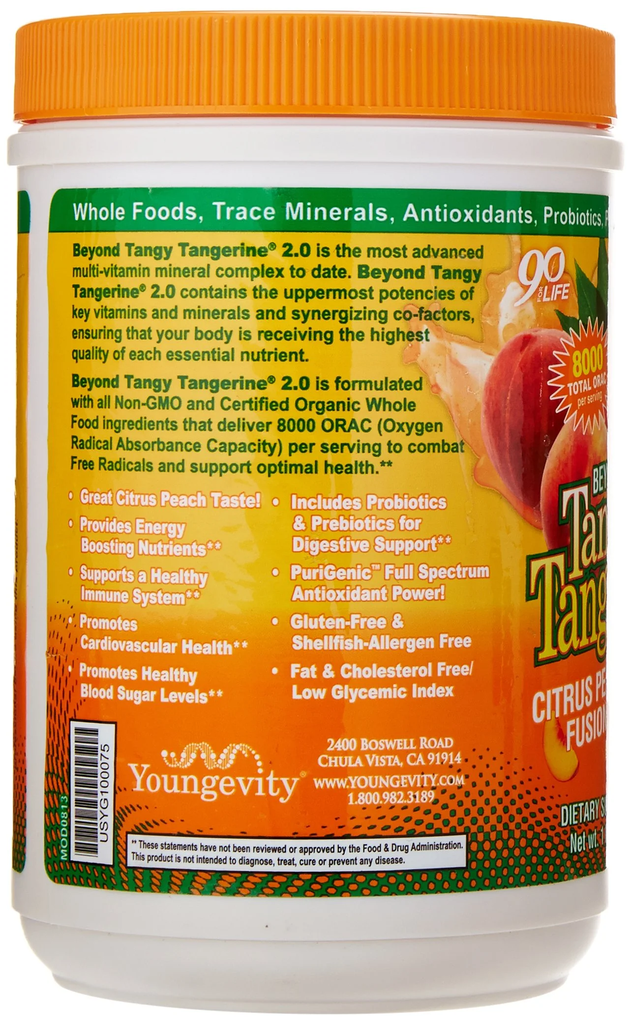 Youngevity Beyond Tangy Tangerine 2.0 Citrus Peach Fusion Multi-Vitamin & Mineral Complex - Made with Natural & Whole Foods | 8,000 ORAC (3 Canisters) - Image 6
