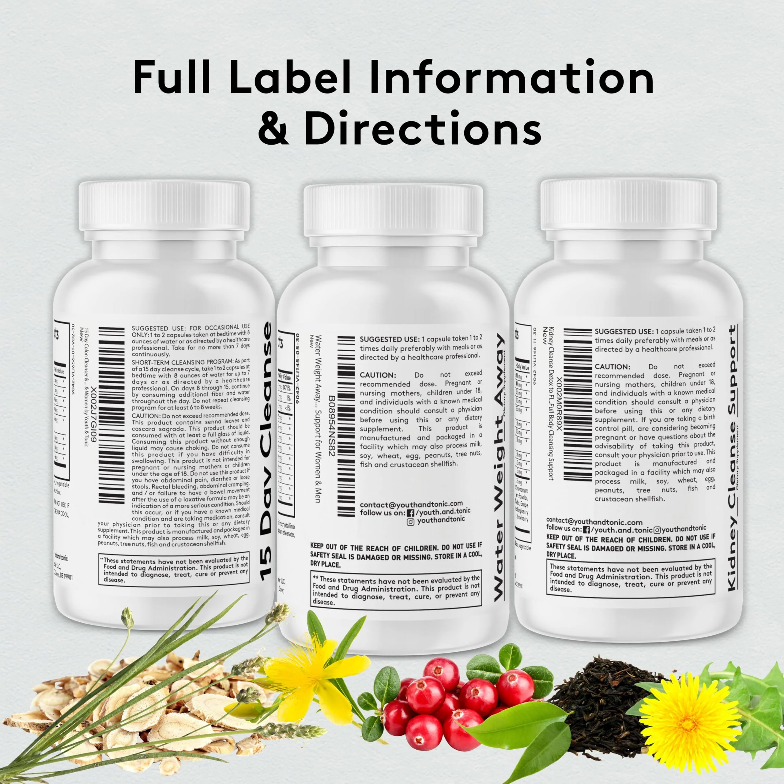 Youth & Tonic Complete Multi-Organ Detox Support – 15 Day Colon Cleanser & Gut Detox, Kidney Cleanse, Water Balance & Liver Health, 90 Pills for Women and Men