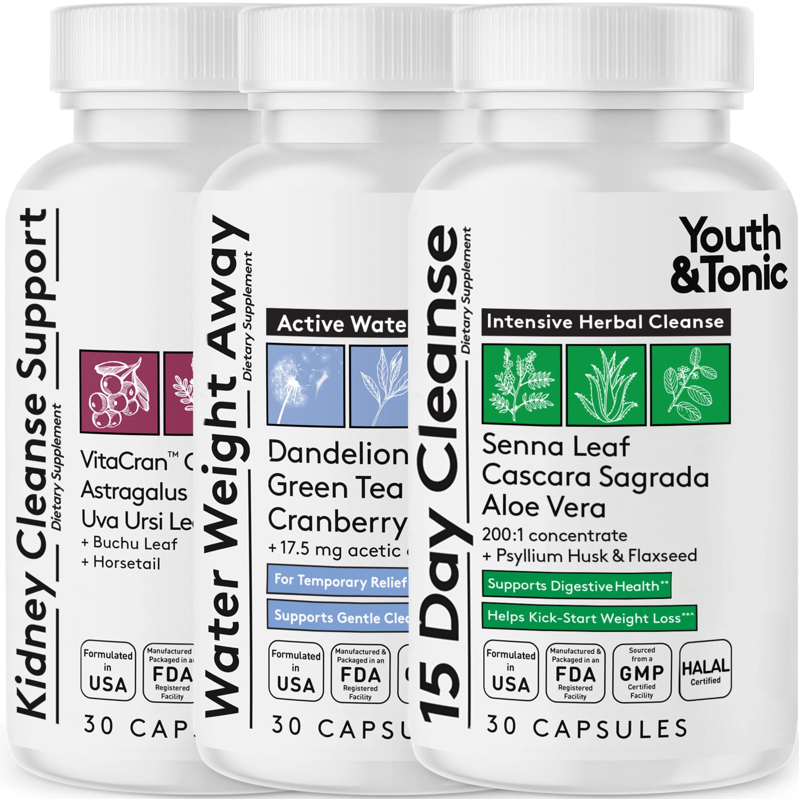 Youth & Tonic Complete Multi-Organ Detox Support – 15 Day Colon Cleanser & Gut Detox, Kidney Cleanse, Water Balance & Liver Health, 90 Pills for Women and Men - Image 2