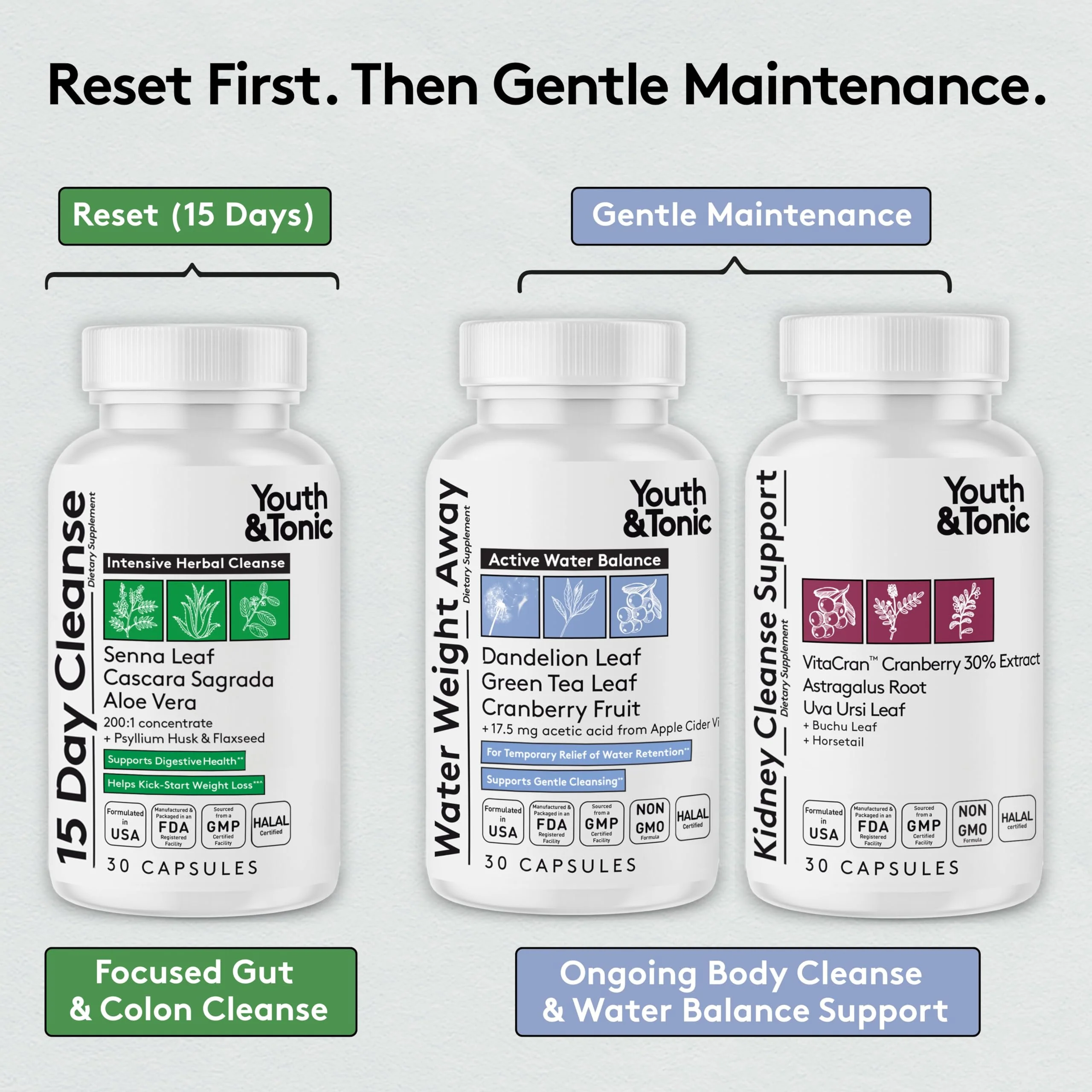 Youth & Tonic Complete Multi-Organ Detox Support – 15 Day Colon Cleanser & Gut Detox, Kidney Cleanse, Water Balance & Liver Health, 90 Pills for Women and Men - Image 3