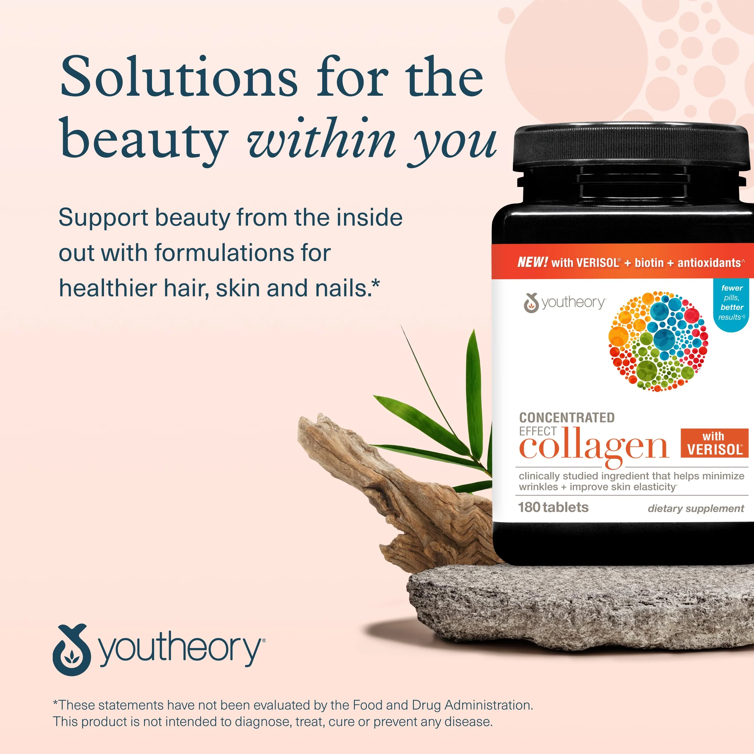 Youtheory Concentrated Effect Collagen with Verisol - Collagen Peptides with Vitamins C & B - Supports Hair, Nails, Bones & Joints* - 180 Tablets (60-Day Supply) - Image 2