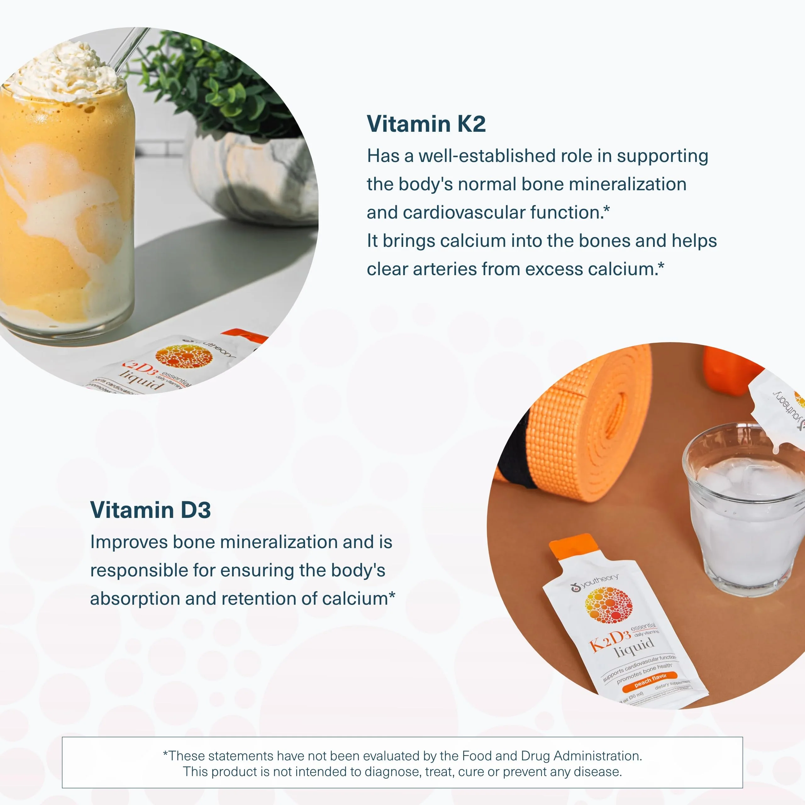 Youtheory K2D3 Liquid - Bone & Heart Health Support* - Combines Vitamin D3 & Vitamin K2 - Dairy, Soy & Gluten Free - Peach, 1 oz (12 Pack) - Image 4