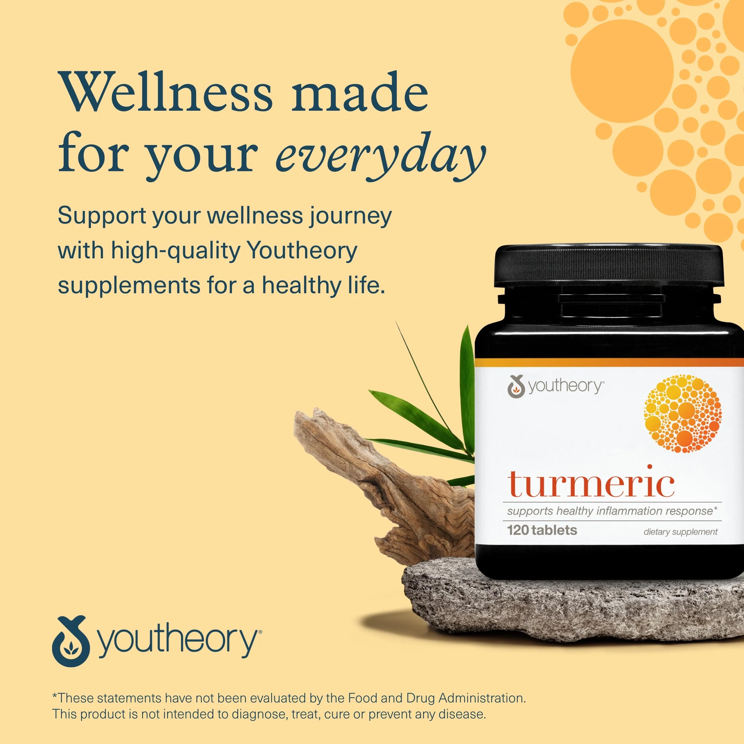 Youtheory Turmeric - 450 mg - with Black Pepper & Olive Leaf - Supports Joint & Brain Health* - Contains Bioenhancers, Curcuminoids & Herbal Extracts - 120 Tablets (40-Day Supply) - Image 2