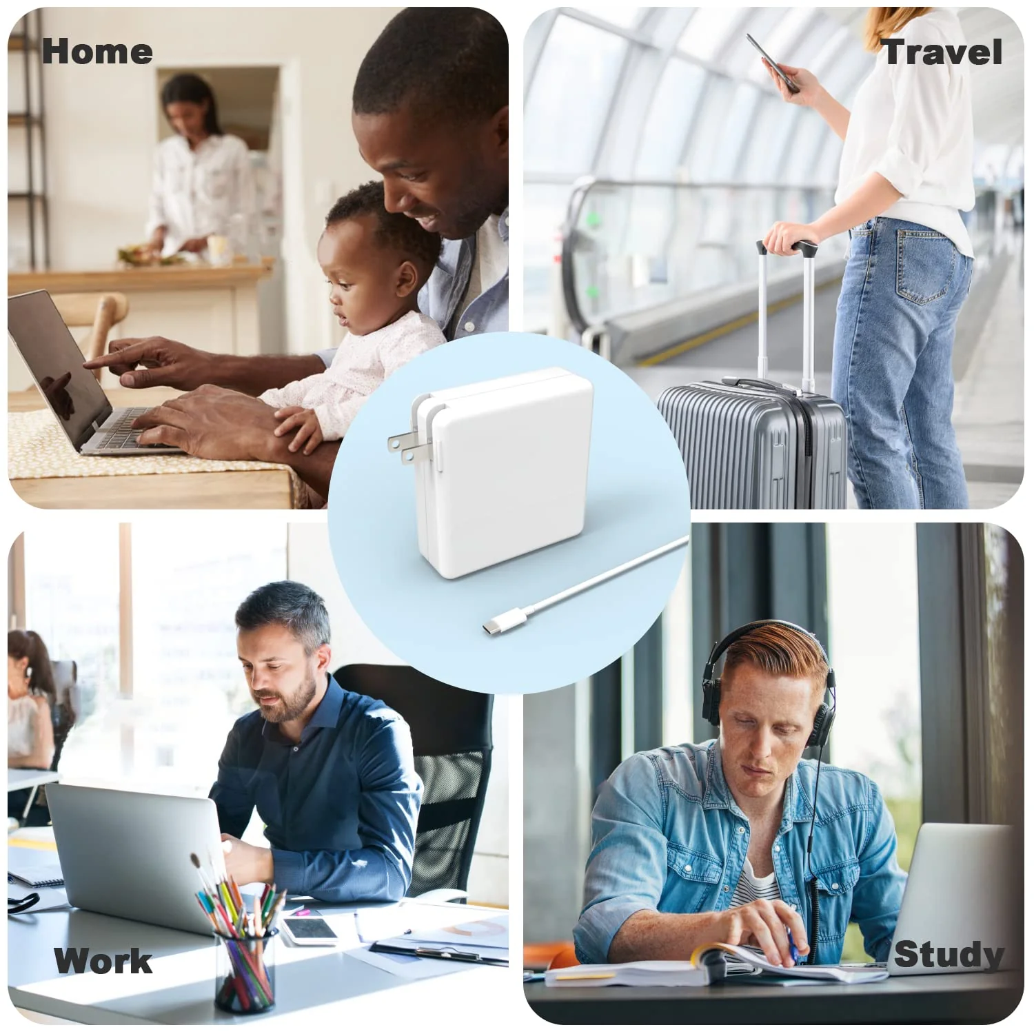 YOXYDIF Replacement MacBook Air & Pro Charger, 100W USB C Power Adapter, Compatible with MacBook Pro M2, M1, Air 13/14/15/16 Inch, iPad Pro, USB-C Devices, Fast Charging, White, 7ft Cable - Image 3