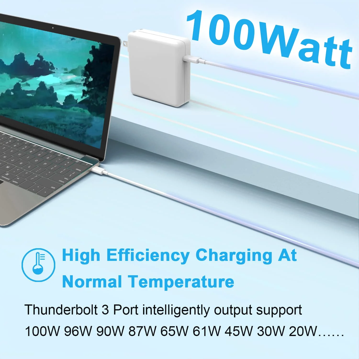 YOXYDIF Replacement MacBook Air & Pro Charger, 100W USB C Power Adapter, Compatible with MacBook Pro M2, M1, Air 13/14/15/16 Inch, iPad Pro, USB-C Devices, Fast Charging, White, 7ft Cable - Image 4