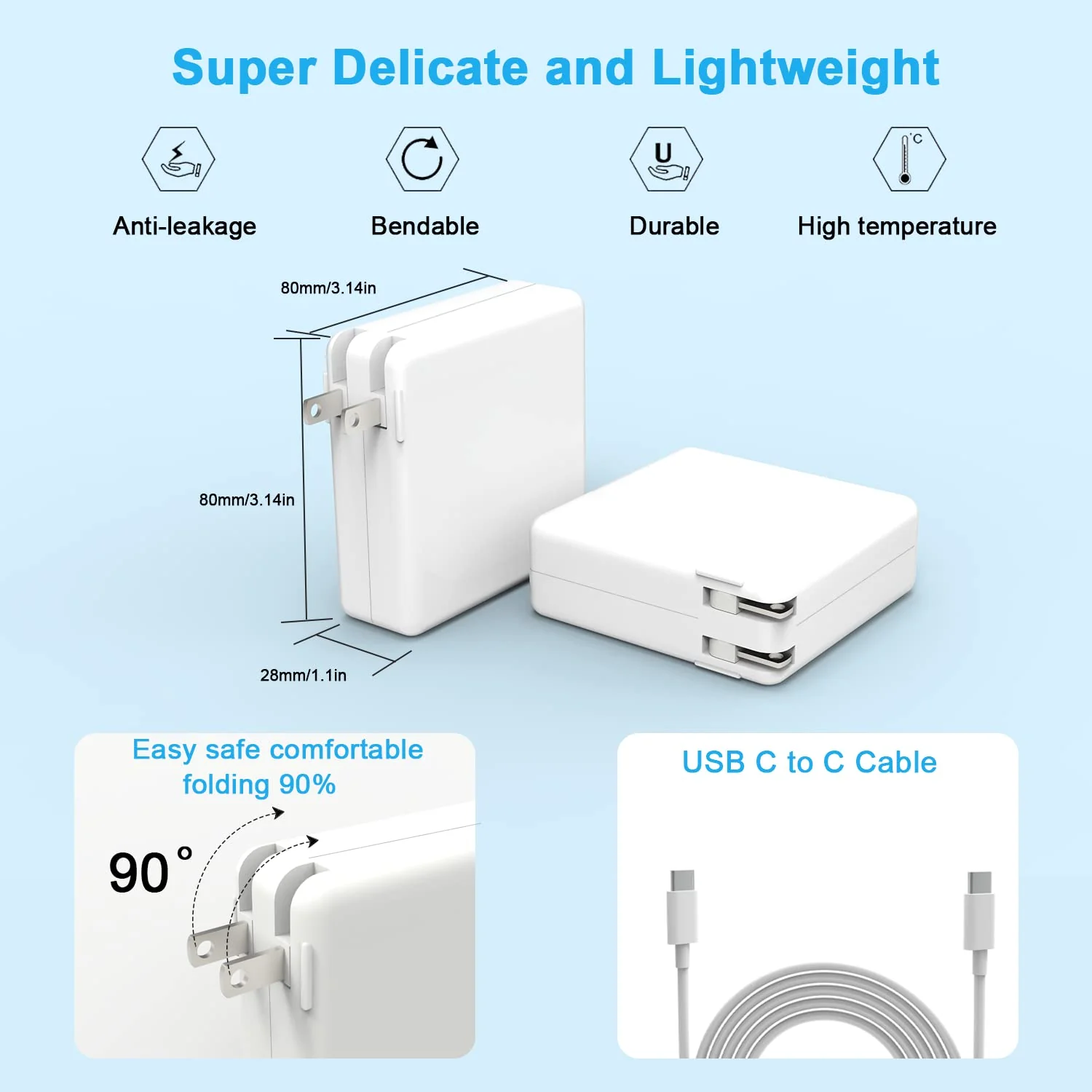 YOXYDIF Replacement MacBook Air & Pro Charger, 100W USB C Power Adapter, Compatible with MacBook Pro M2, M1, Air 13/14/15/16 Inch, iPad Pro, USB-C Devices, Fast Charging, White, 7ft Cable - Image 7