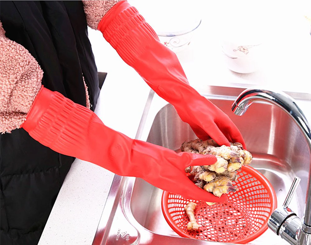YSLON Rubber Cleaning Gloves Kitchen Dishwashing Glove 6-Pairs,Waterproof Reuseable.(Medium) - Image 2