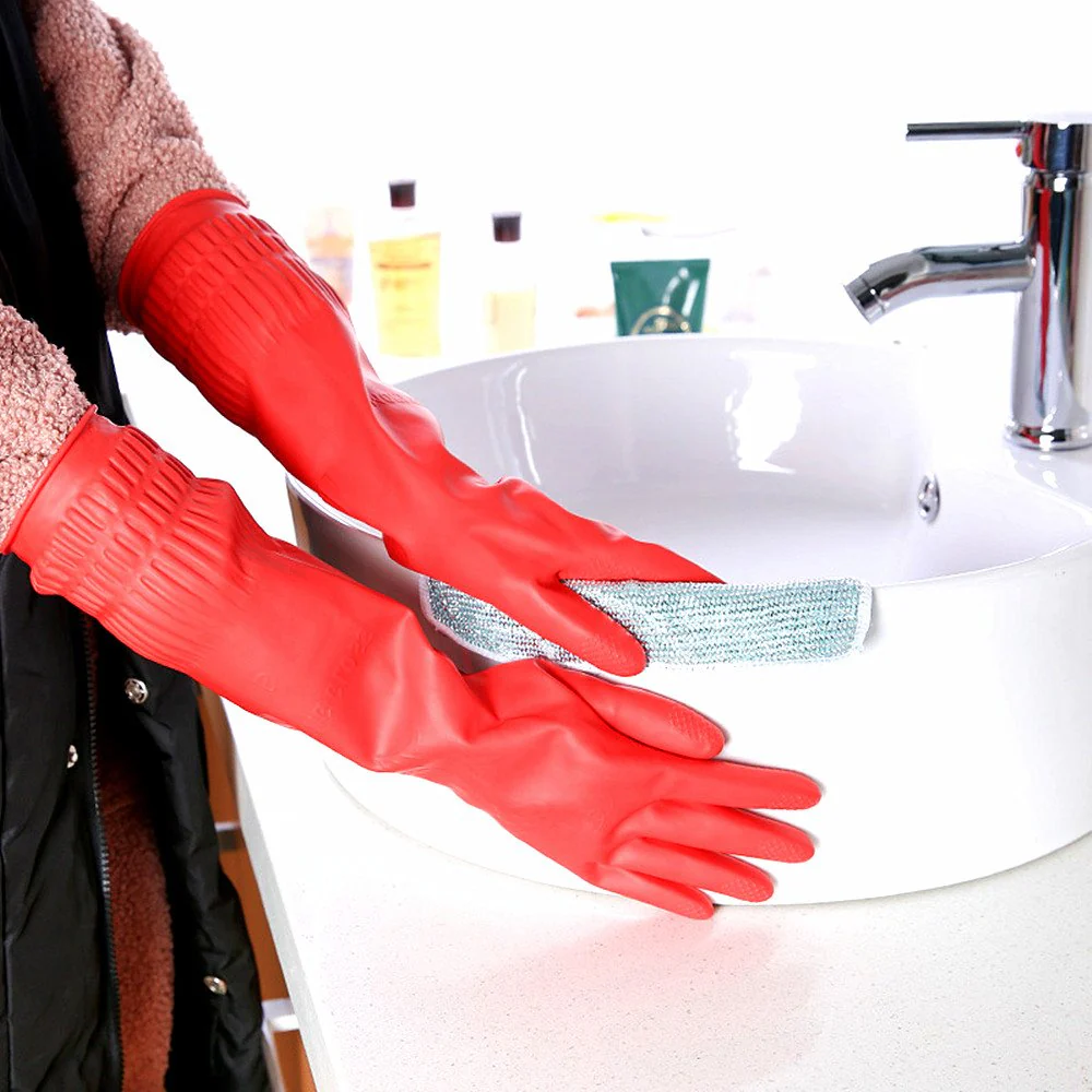 YSLON Rubber Cleaning Gloves Kitchen Dishwashing Glove 6-Pairs,Waterproof Reuseable.(Medium) - Image 3