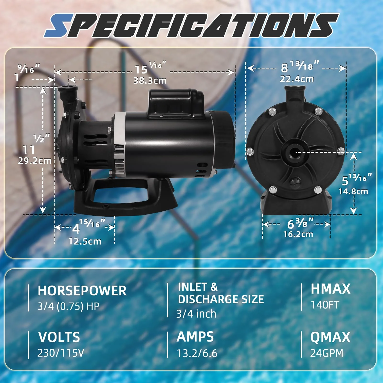 Ytrica PB4-60 Booster Pump, 3/4 HP Fit for Polaris 180 280 380 480 3900 Pressure Side Pool Cleaners, 230/115V 60HZ - Replace for PB460 Polaris Pool Booster Pump - Image 5