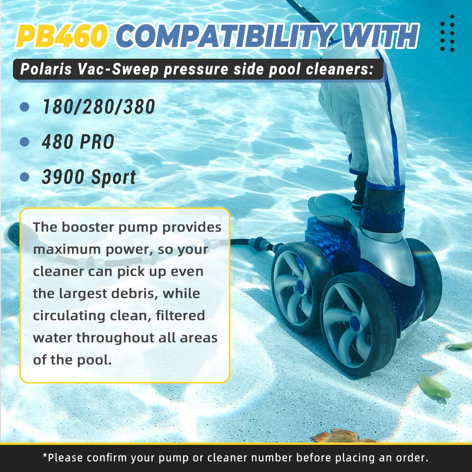 Ytrica PB4-60 Booster Pump, 3/4 HP Fit for Polaris 180 280 380 480 3900 Pressure Side Pool Cleaners, 230/115V 60HZ - Replace for PB460 Polaris Pool Booster Pump - Image 7