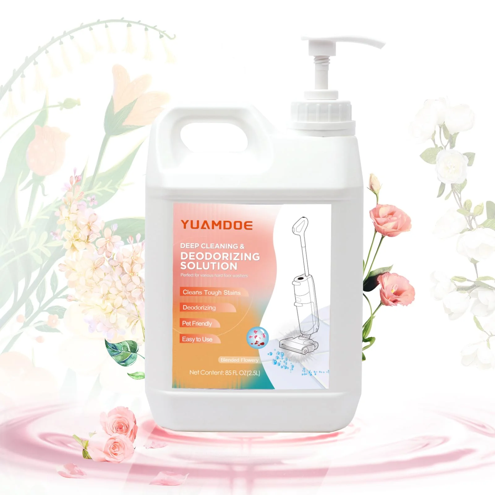 Yuamdoe Deep Cleaning & Deodorizing solution, 85FL OZ/2.5L, Designed for Tineco, Compatible with Floor One Series & iFloor Series(EXCEPT S5 Steam/S7 $team/iFLOOR 5 Steam),Blended Flowery - Image 2