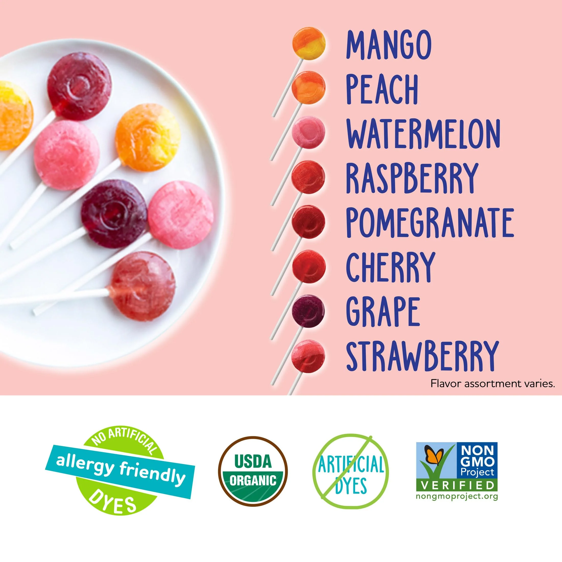 YumEarth Organic Pops Variety Pack, 250 Fruit Flavored Favorites Lollipops, Allergy Friendly, Gluten Free, Non-GMO, Vegan, No Artificial Dyes - Image 3