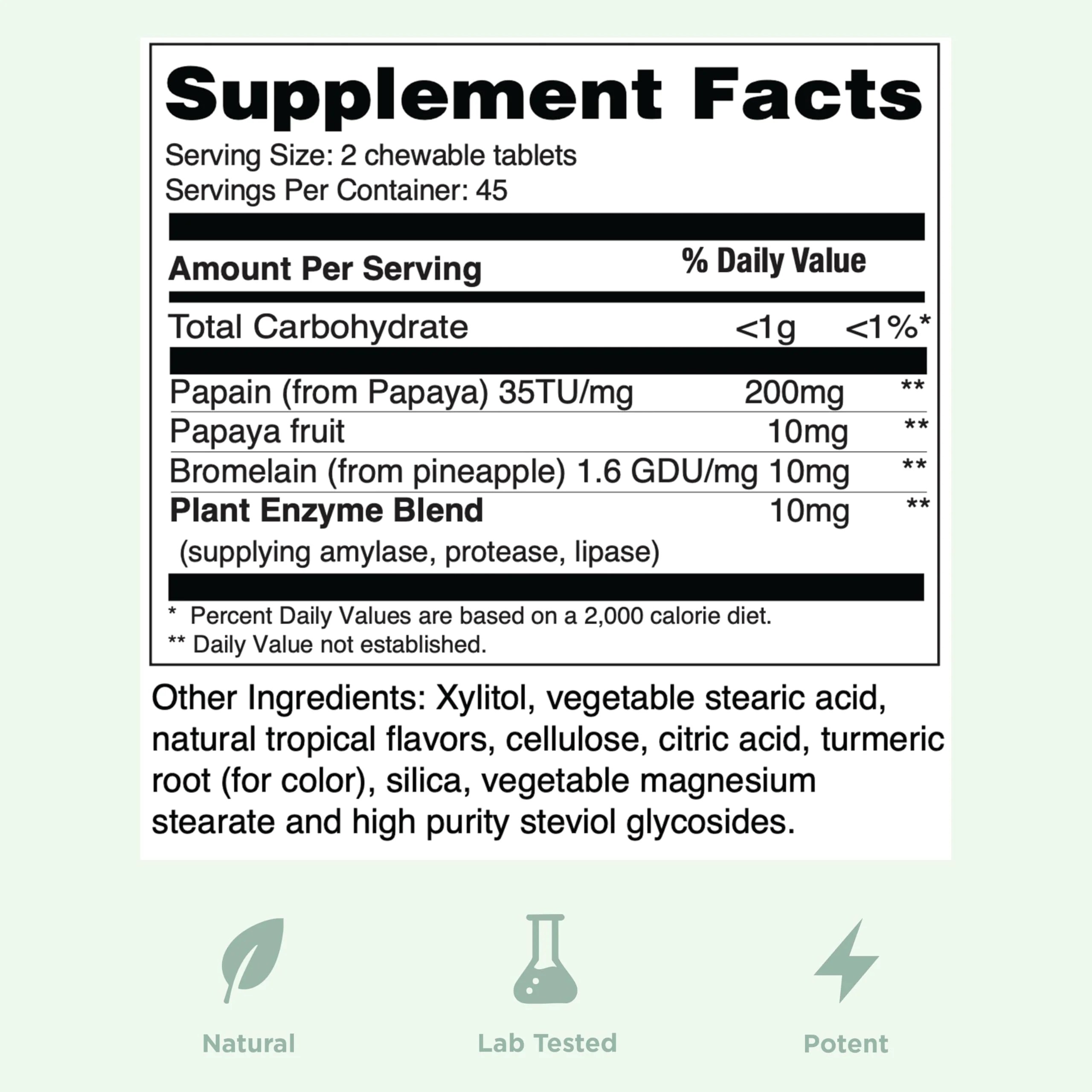 Yuve Naturals Chewable Papaya Enzymes - Sugar-Free Plant-Based Digestive Enzyme Complex for Gas, Bloating & Post-Meal Comfort - Vegan, Non-GMO, Gluten-Free - 90ct - Image 2