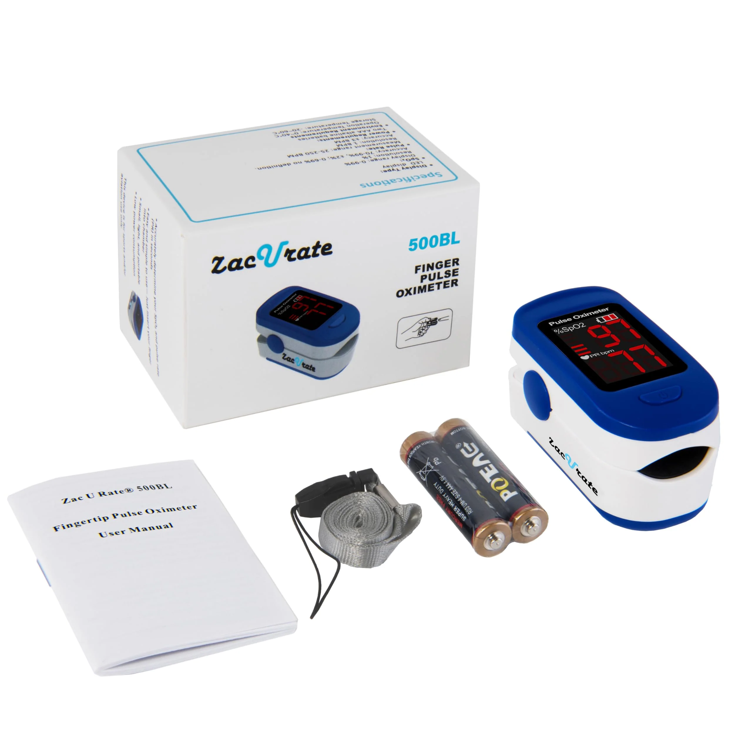 Zacurate 500BL Fingertip Pulse Oximeter Blood Oxygen Saturation Monitor with Batteries Included (Navy Blue) - Image 6