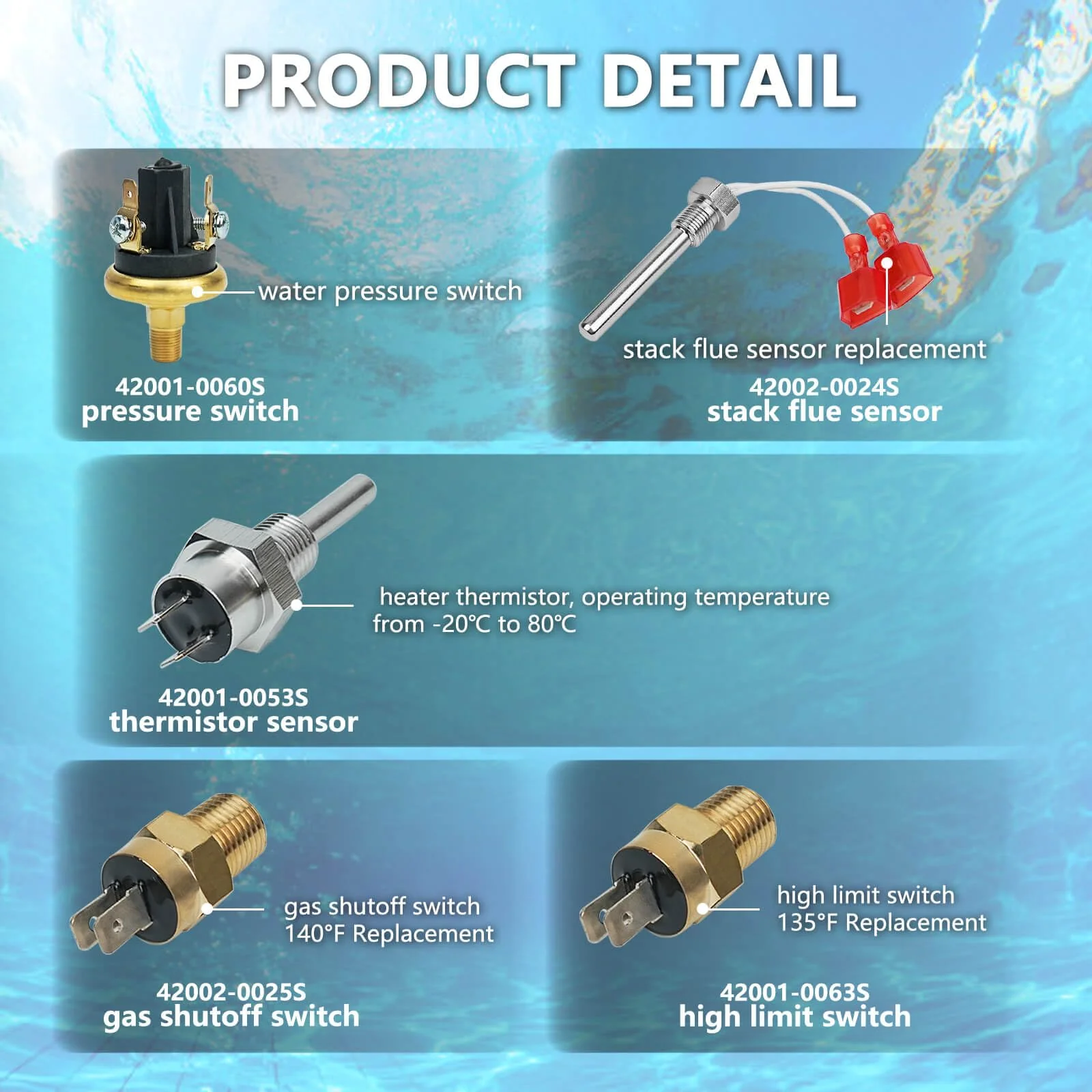 ZAIGANMA Pool Heater Repair Kit 42002-0024S 42001-0063S 42001-0053S Heater Thermistor 42001-0060S 42002-0025S Replacement for Pentair Sta Rite MasterTemp &Max-E-Thermistors Pool Spa Hearter Repair Kit - Image 4