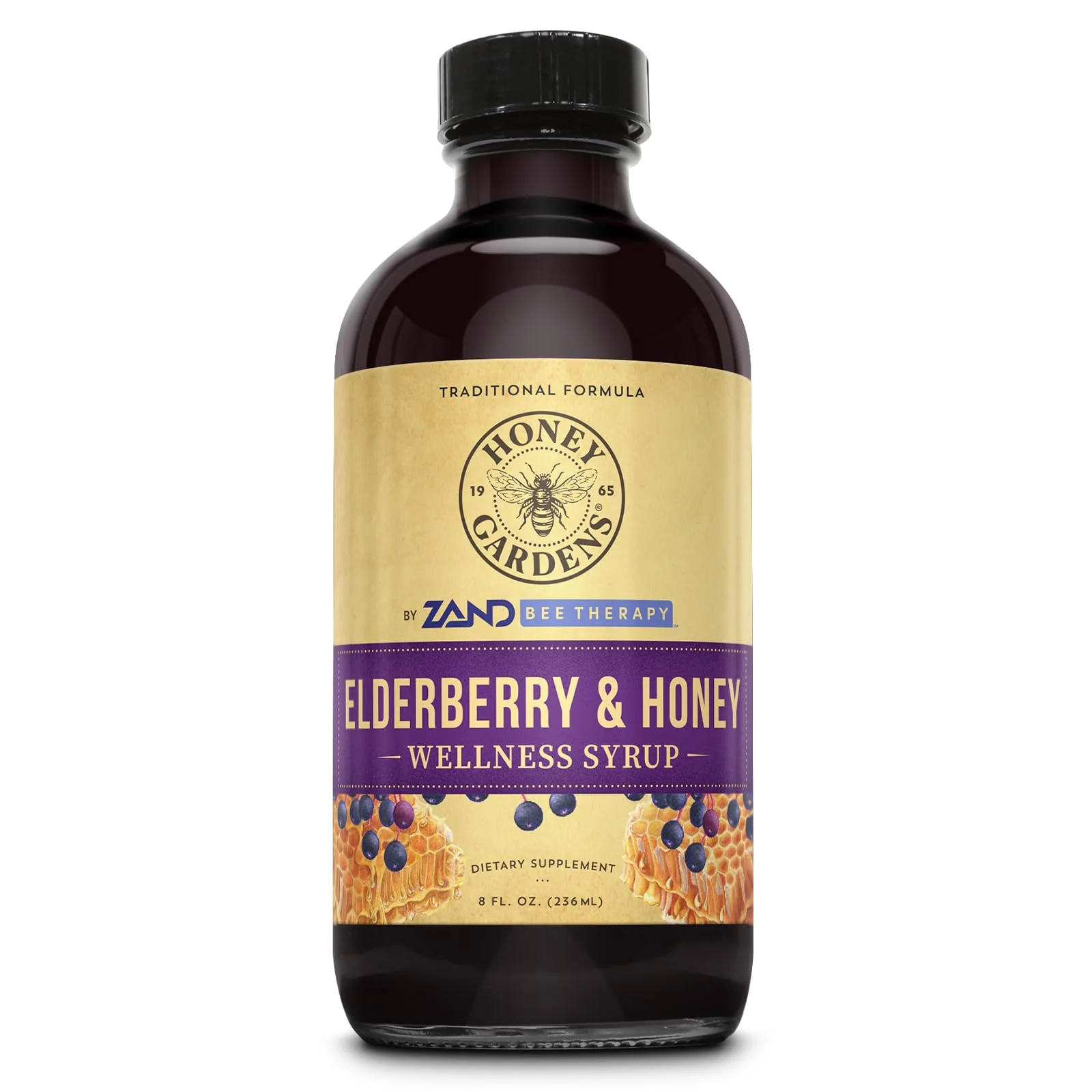 ZAND Elderberry & Honey Immune Syrup - Black Elderberry Syrup for Adults & Kids, Natural Throat Defense Wellness Supplement with Propolis & Organic Apple Cider Vinegar - 8 Fl Oz