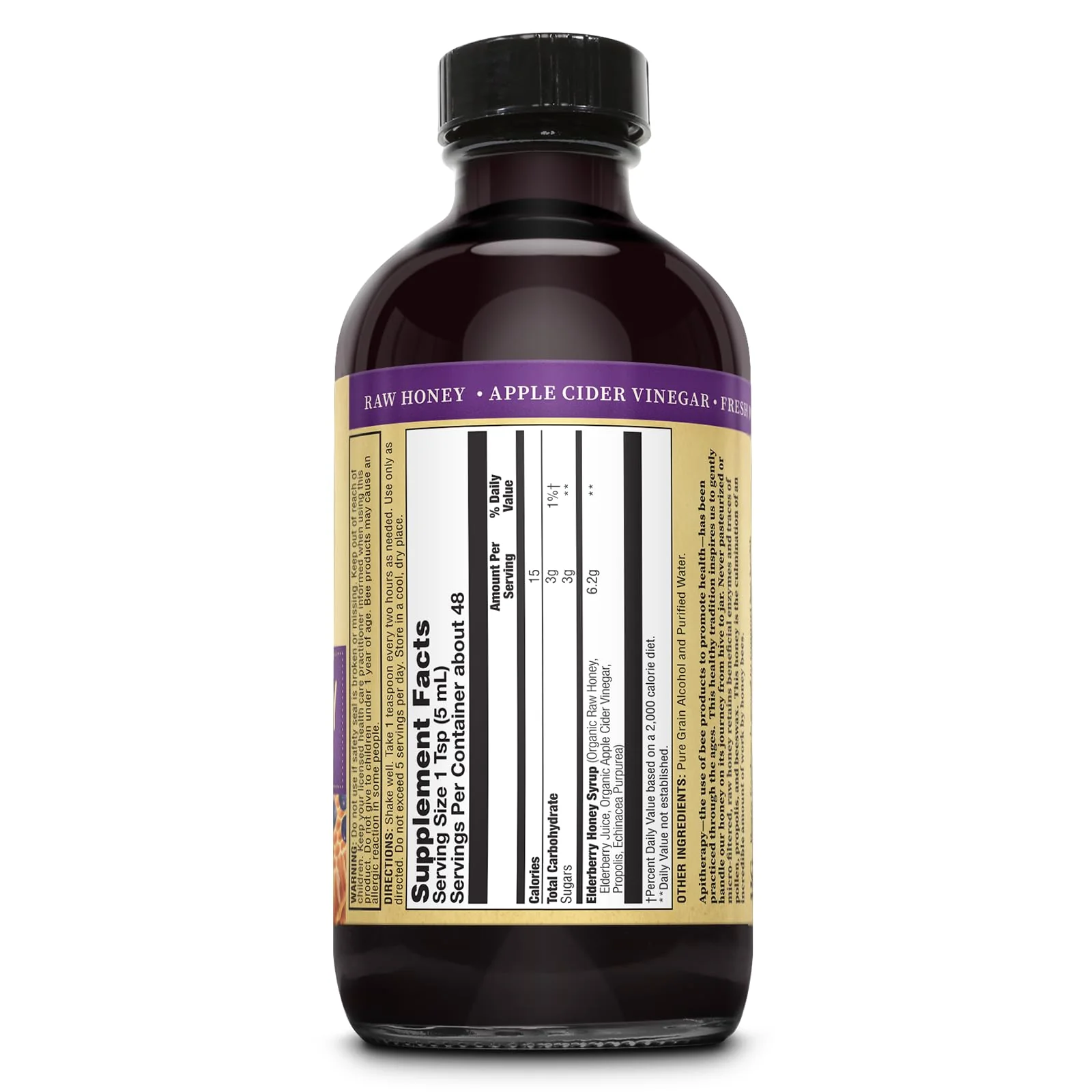 ZAND Elderberry & Honey Immune Syrup - Black Elderberry Syrup for Adults & Kids, Natural Throat Defense Wellness Supplement with Propolis & Organic Apple Cider Vinegar - 8 Fl Oz - Image 6