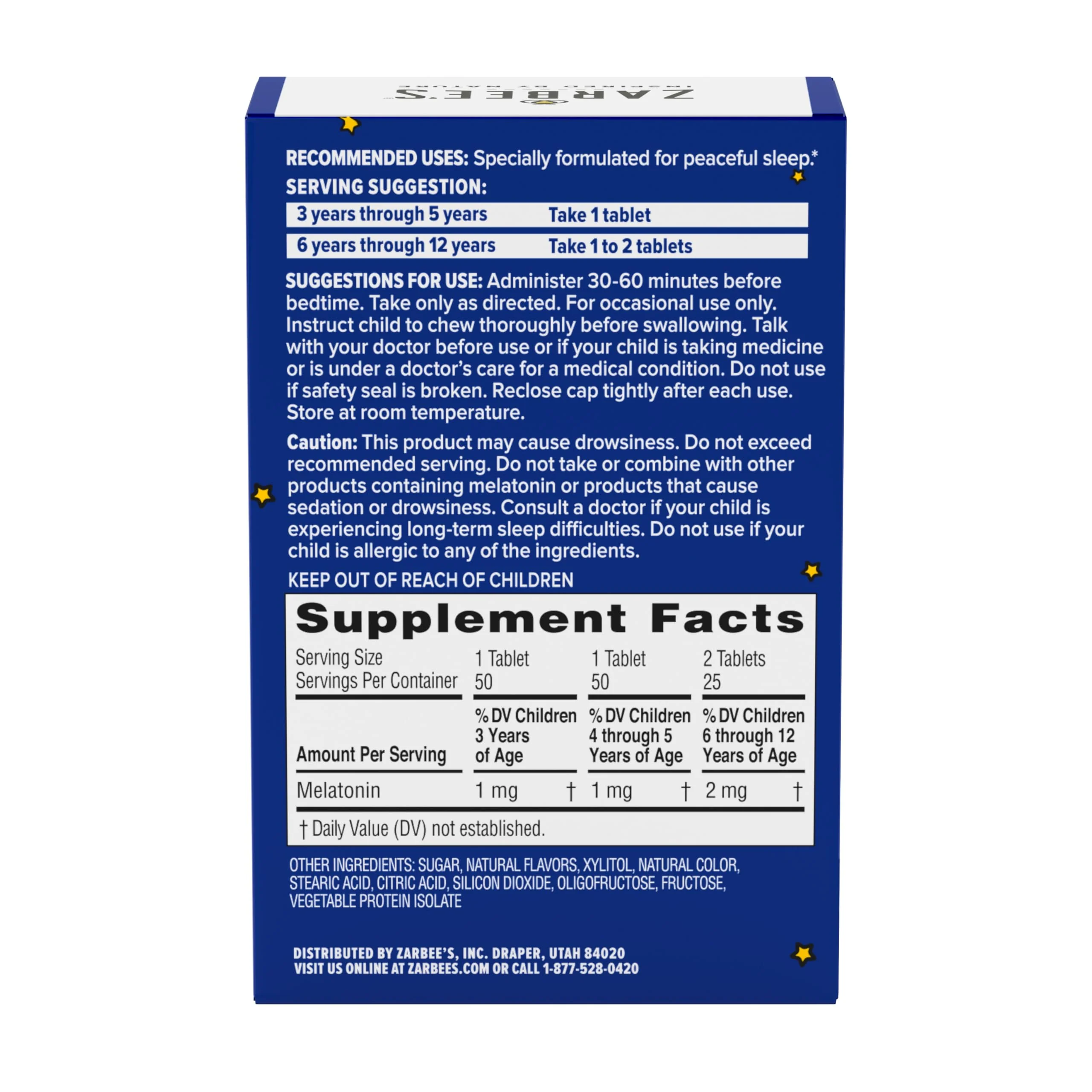 Zarbee's Kids Melatonin Chewable Tablet, 1mg Melatonin, Drug-Free & Effective Sleep Supplement, Natural Grape Flavor, No Artificial Sweeteners or Dyes, Gluten Free, Ages 3+, 50 ct - Image 9