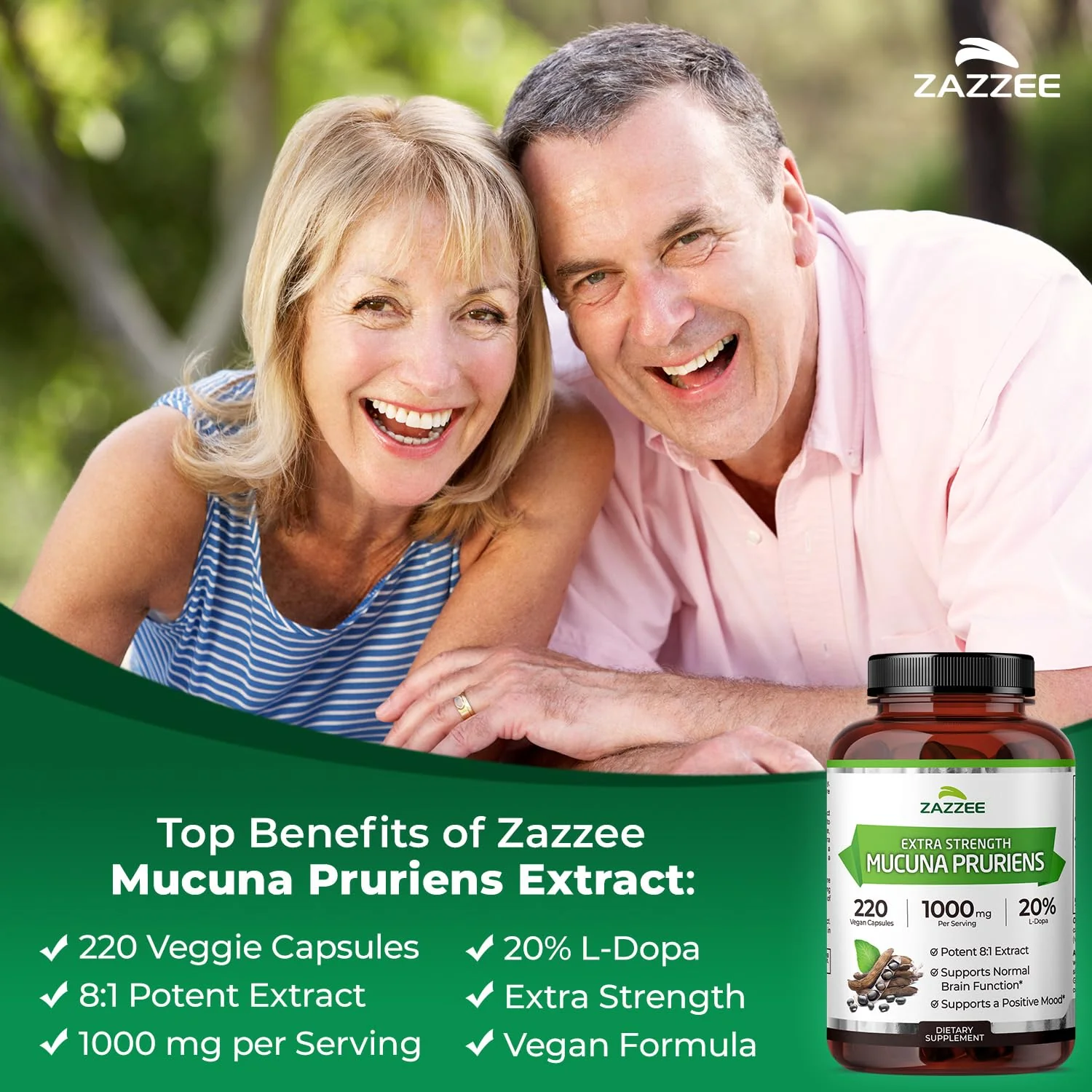 Zazzee Extra Strength Mucuna Pruriens 8:1 Extract, Minimum 20% L-Dopa, 1000 mg, 220 Vegan Capsules, 110 Day Supply, Concentrated and Standardized 8X Extract, 100% Vegetarian, All-Natural and Non-GMO - Image 8