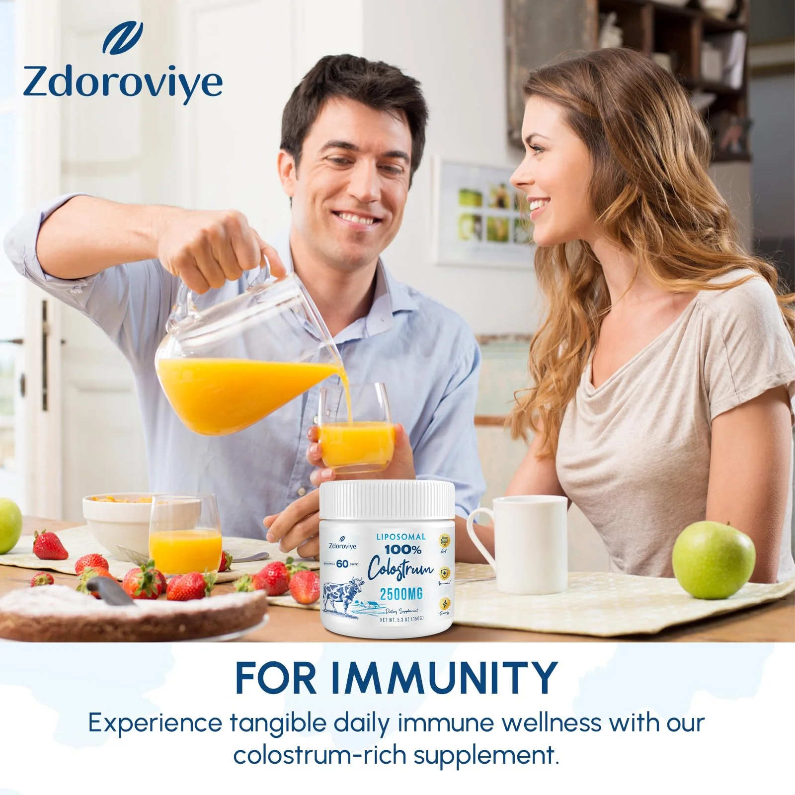 Zdoroviye Liposomal Bovine Colostrum Powder Supplement 2500 mg, Higher Absorption Than Regular Bovine Colostrum (60 Servings) - Image 5