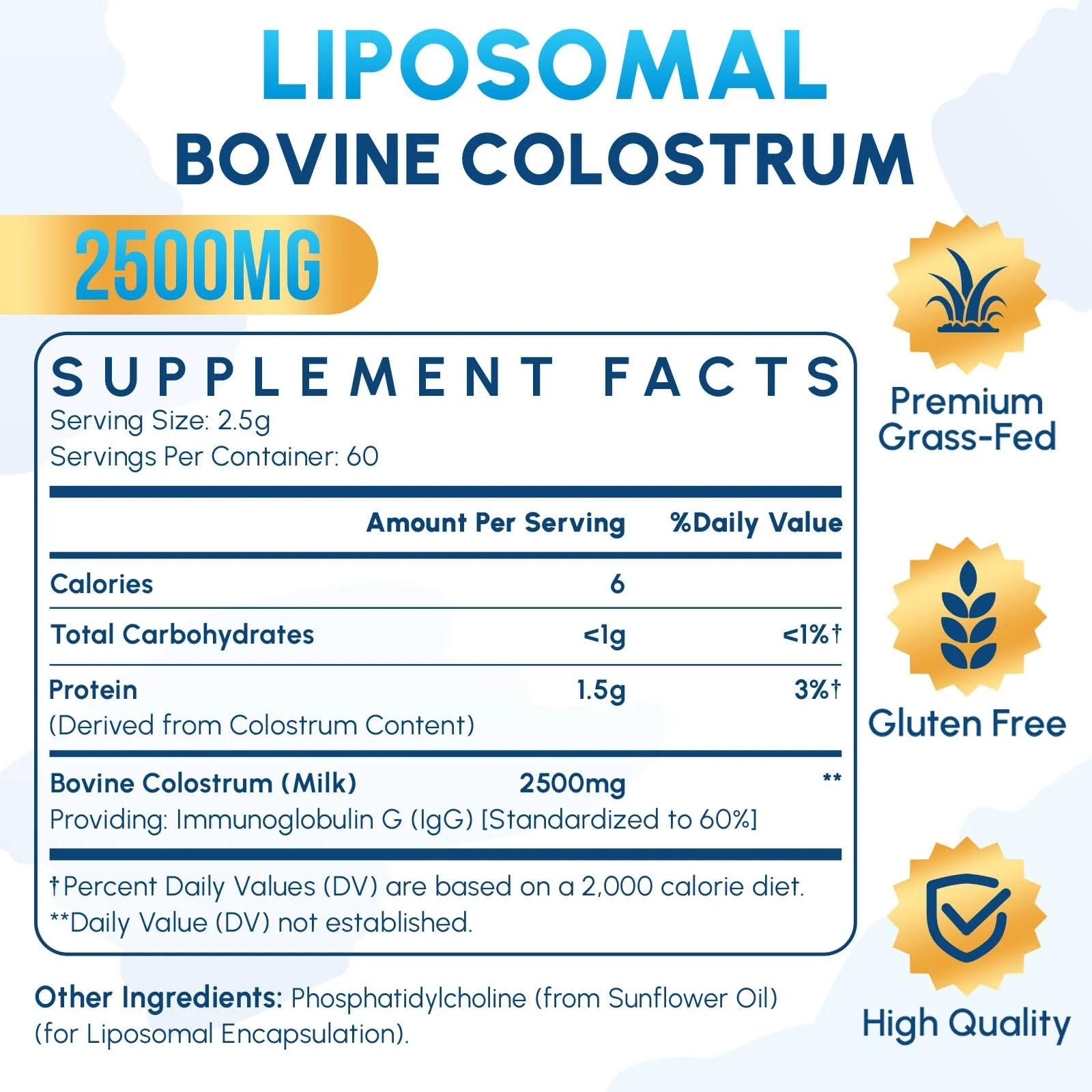 Zdoroviye Liposomal Bovine Colostrum Powder Supplement 2500 mg, Higher Absorption Than Regular Bovine Colostrum (60 Servings) - Image 7