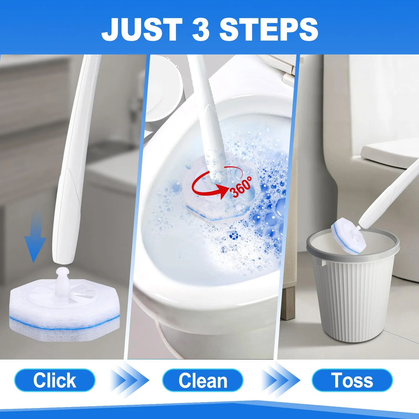 Zeefpod 200 Count Disposable Toilet Brush,Toilet Cleaner Wand Refills Compatible with Most Toilet Brushes- No Falling Apart, Fresh Fragrance,4X Cleaning Power,Bathroom Cleaning. - Image 5