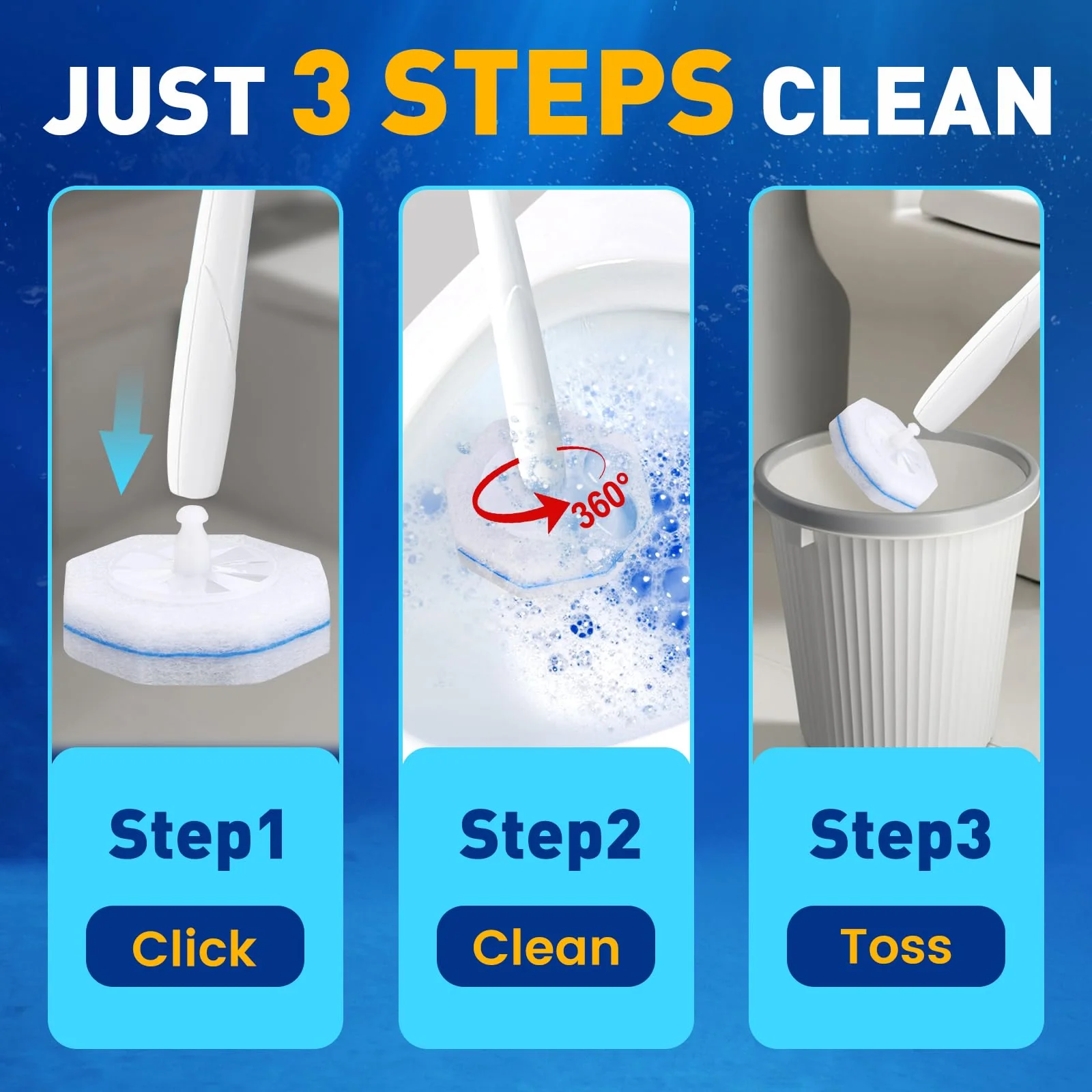 Zeefpod Toilet Brush Refills, Disposable Toilet Bowl Cleaner Refills for Toilet Cleaner Wand, Single-Use Hygienic Scrubber Pads, 150 Count - Image 3