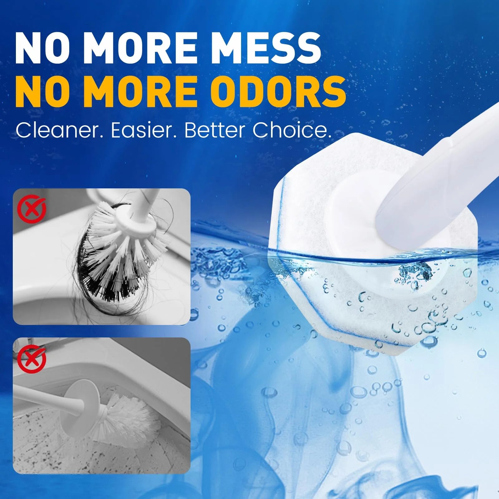 Zeefpod Toilet Brush Refills, Disposable Toilet Bowl Cleaner Refills for Toilet Cleaner Wand, Single-Use Hygienic Scrubber Pads, 150 Count - Image 5