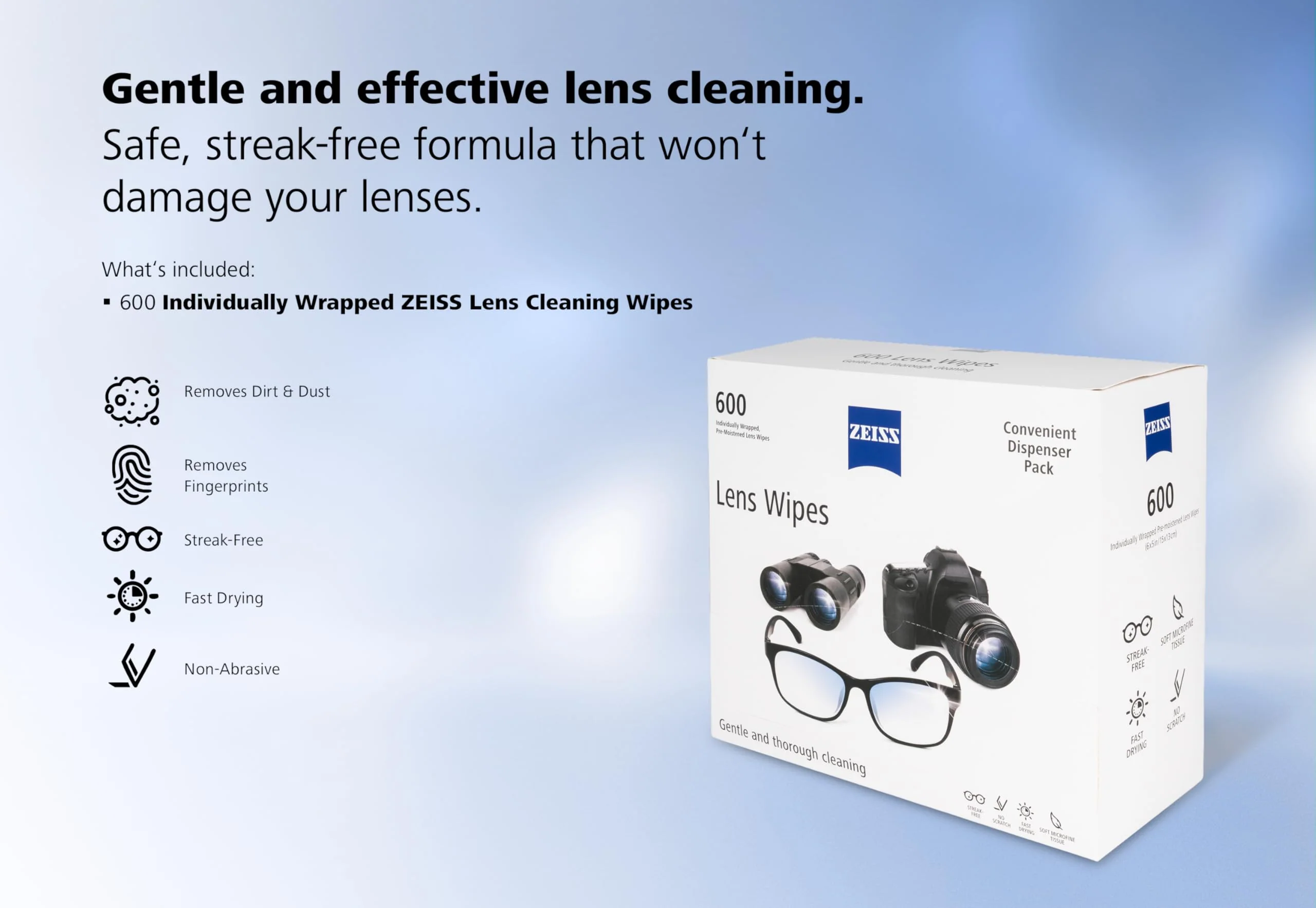 ZEISS Pre-Moistened Lens Cleaning Wipes, 600 Count - Image 3