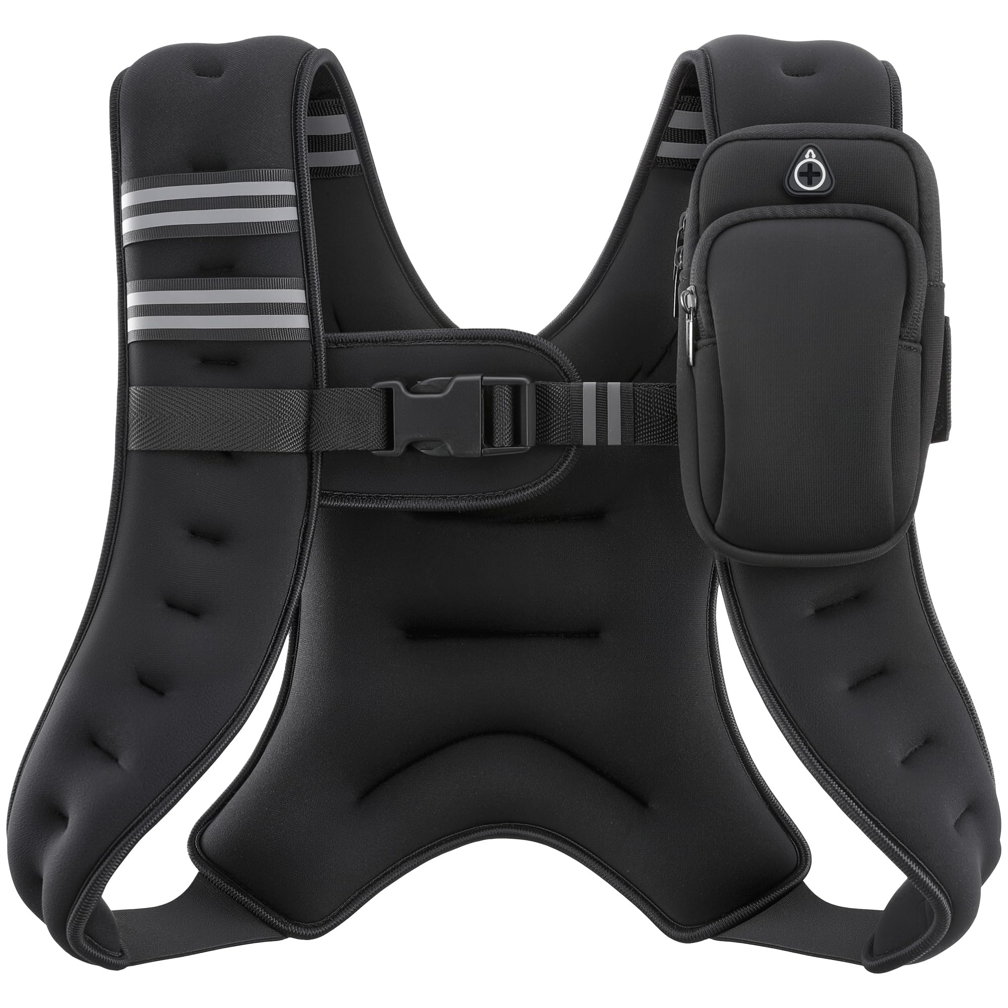 ZELUS Weighted Vest, 6lb/8lb/12lb/16lb/20lb/25lb/30lb Weight Vest with Reflective Stripe for Workout, Strength Training, Running, Fitness, Muscle Building, Weight Loss, Weightlifting, Black(12 lb) - Image 2