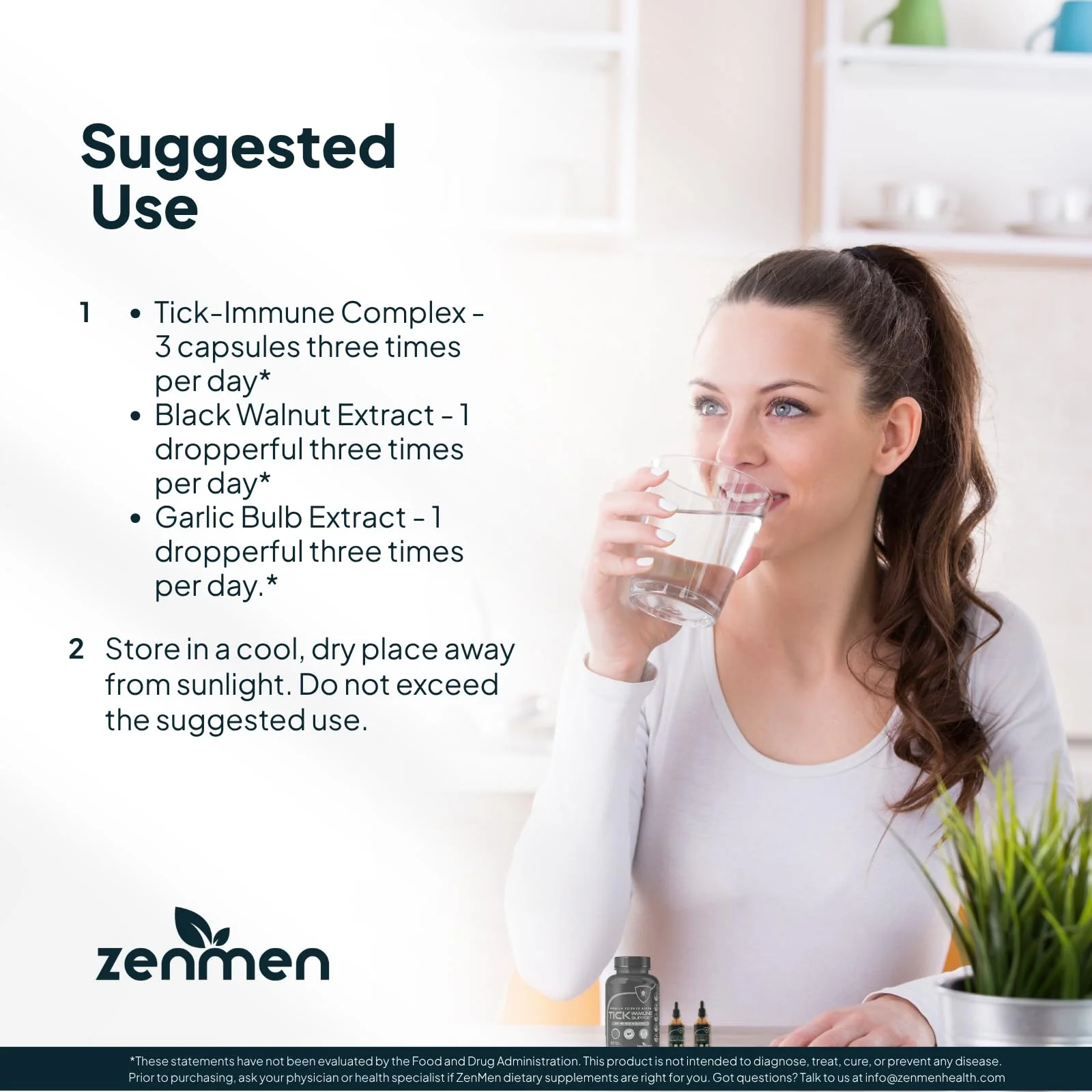 Zenmen Tick Defense Complete Method - 3 Tick Immune Support + 2 Garlic Tincture + 2 Green Black Walnut Tincture - Image 2