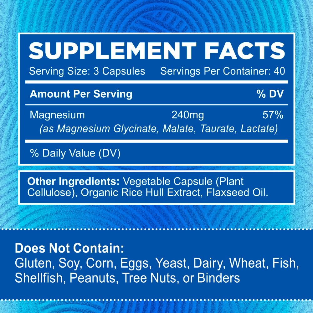 Zentastic Magnesium Complex 4-in-1 Supplement – Magnesium Glycinate, Malate, Taurate & Lactate – Chelated High Absorption for Nerves, Muscles, Bones & Immune Support – 120 Capsules - Image 5