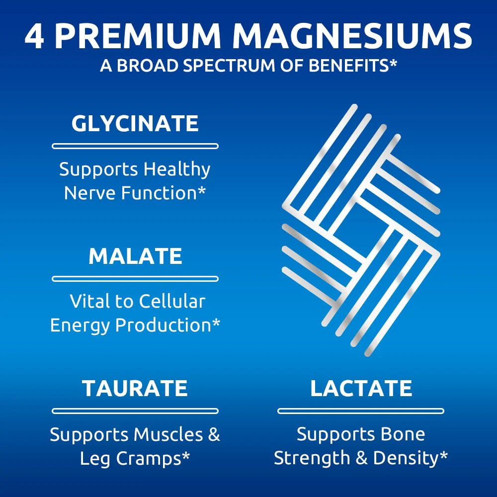 Zentastic Magnesium Complex 4-in-1 Supplement – Magnesium Glycinate, Malate, Taurate & Lactate – Chelated High Absorption for Nerves, Muscles, Bones & Immune Support – 120 Capsules - Image 7