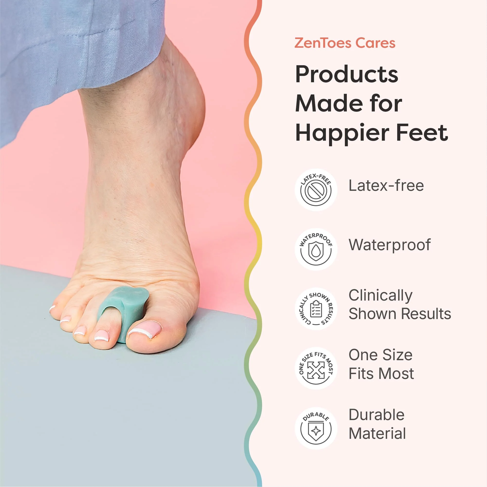 ZenToes Gel Toe Separators for Overlapping Toes, Bunions, Big Toe Alignment, Corrector and Spacer - 4 Pack (Blue) - Image 6