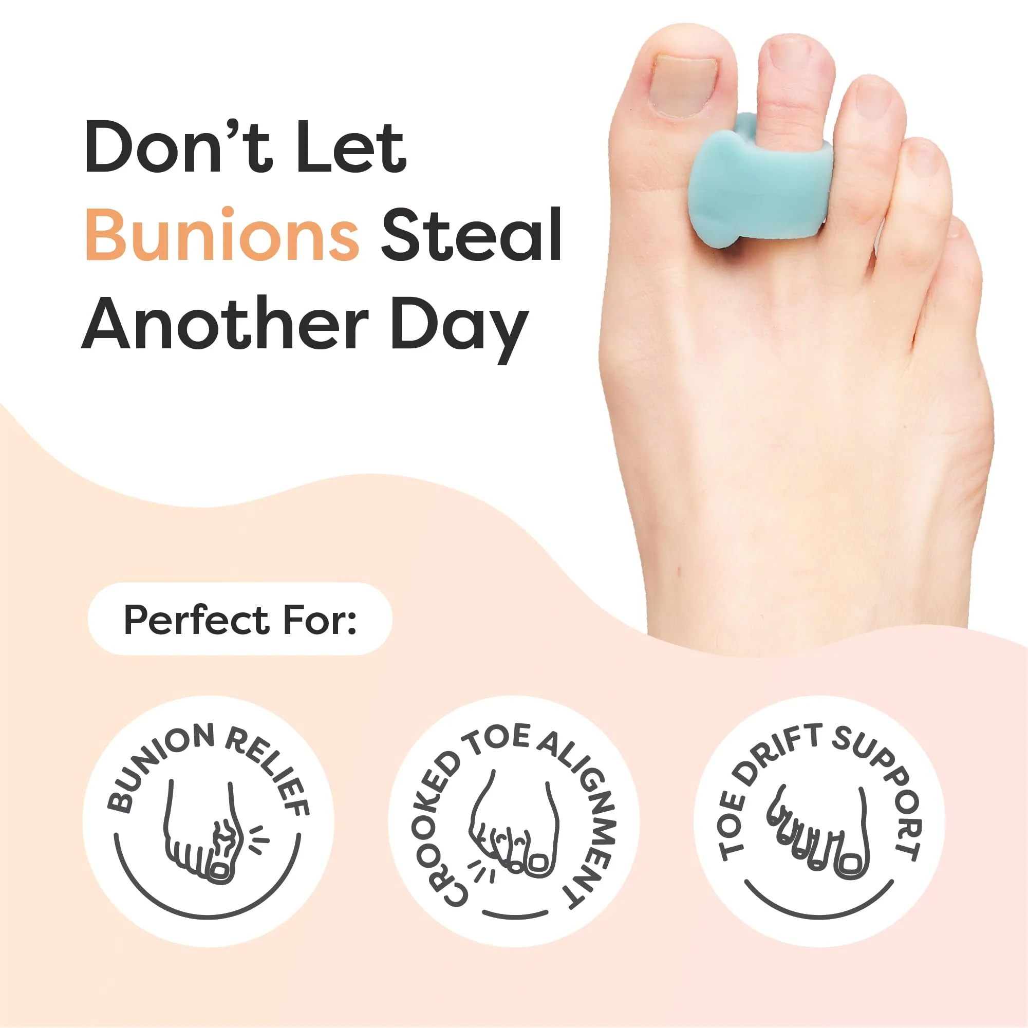 ZenToes Gel Toe Separators for Overlapping Toes, Bunions, Big Toe Alignment, Corrector and Spacer - 4 Pack (Blue) - Image 2