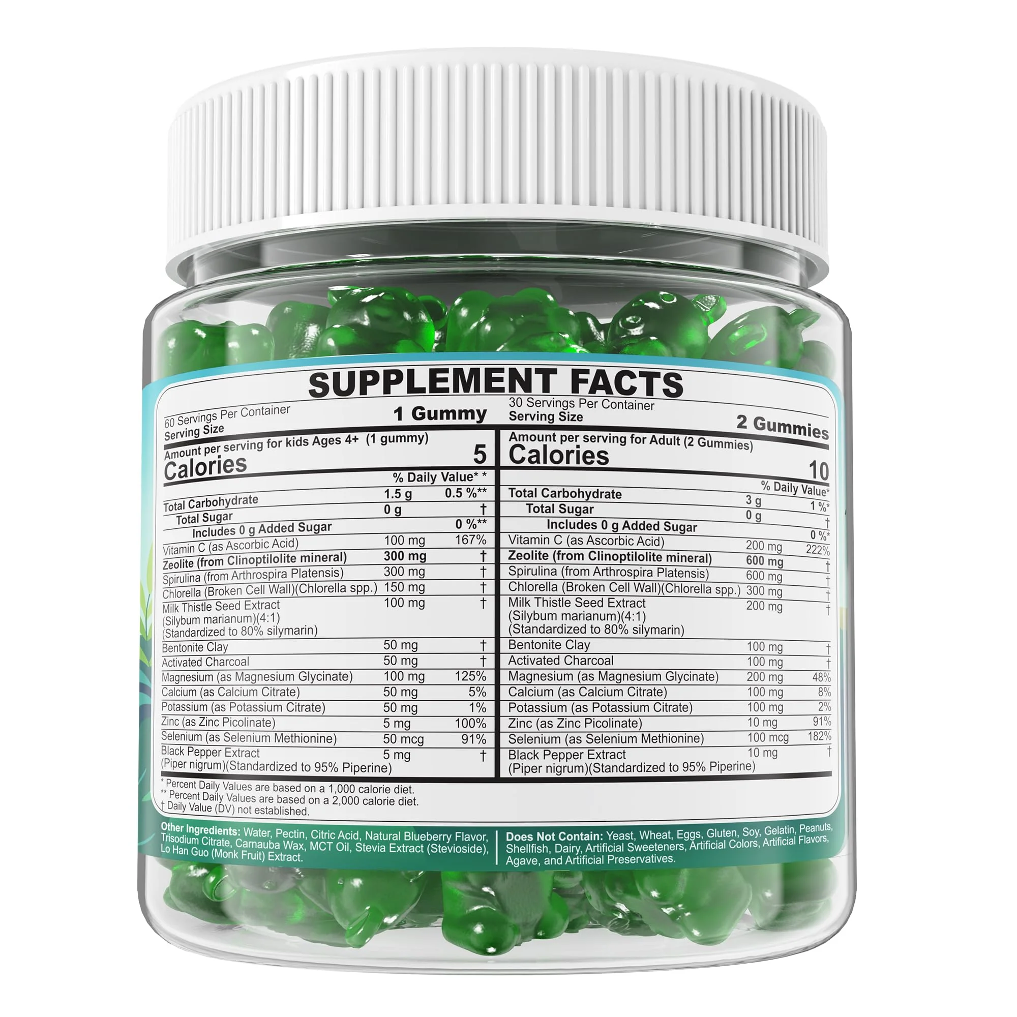 Zeolite Detox for kids & Adult-Sugar Free Zeolite Detox Gummies with Spirulina, Chlorella, Milk Thistle, Magnesium Glycinate, Calcium Citrate for Energy, Focus, Digestive, Immune, Antioxidant - 120Cts - Image 2
