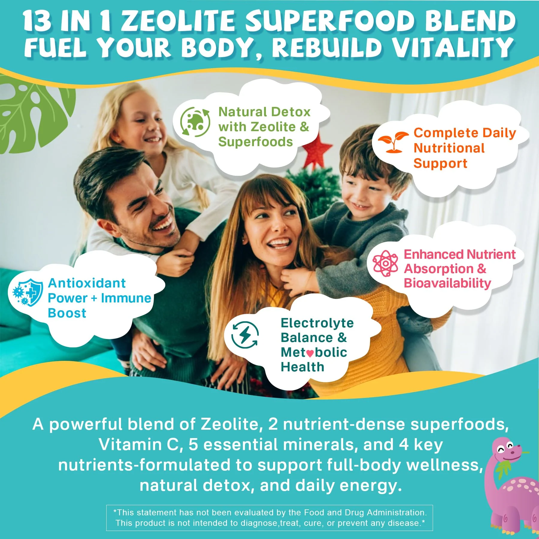 Zeolite Detox for kids & Adult-Sugar Free Zeolite Detox Gummies with Spirulina, Chlorella, Milk Thistle, Magnesium Glycinate, Calcium Citrate for Energy, Focus, Digestive, Immune, Antioxidant - 120Cts - Image 5