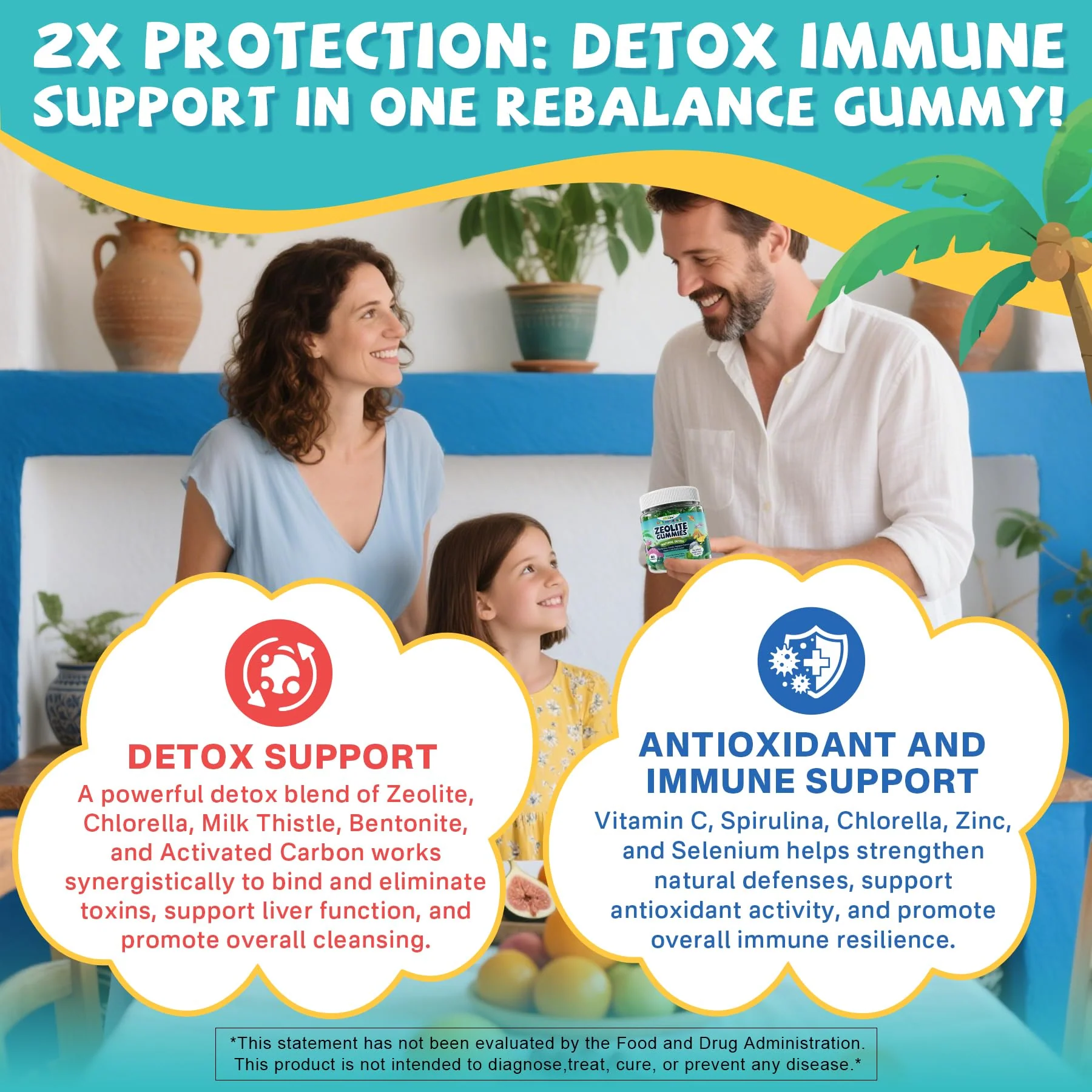 Zeolite Detox for kids & Adult-Sugar Free Zeolite Detox Gummies with Spirulina, Chlorella, Milk Thistle, Magnesium Glycinate, Calcium Citrate for Energy, Focus, Digestive, Immune, Antioxidant - 120Cts - Image 7