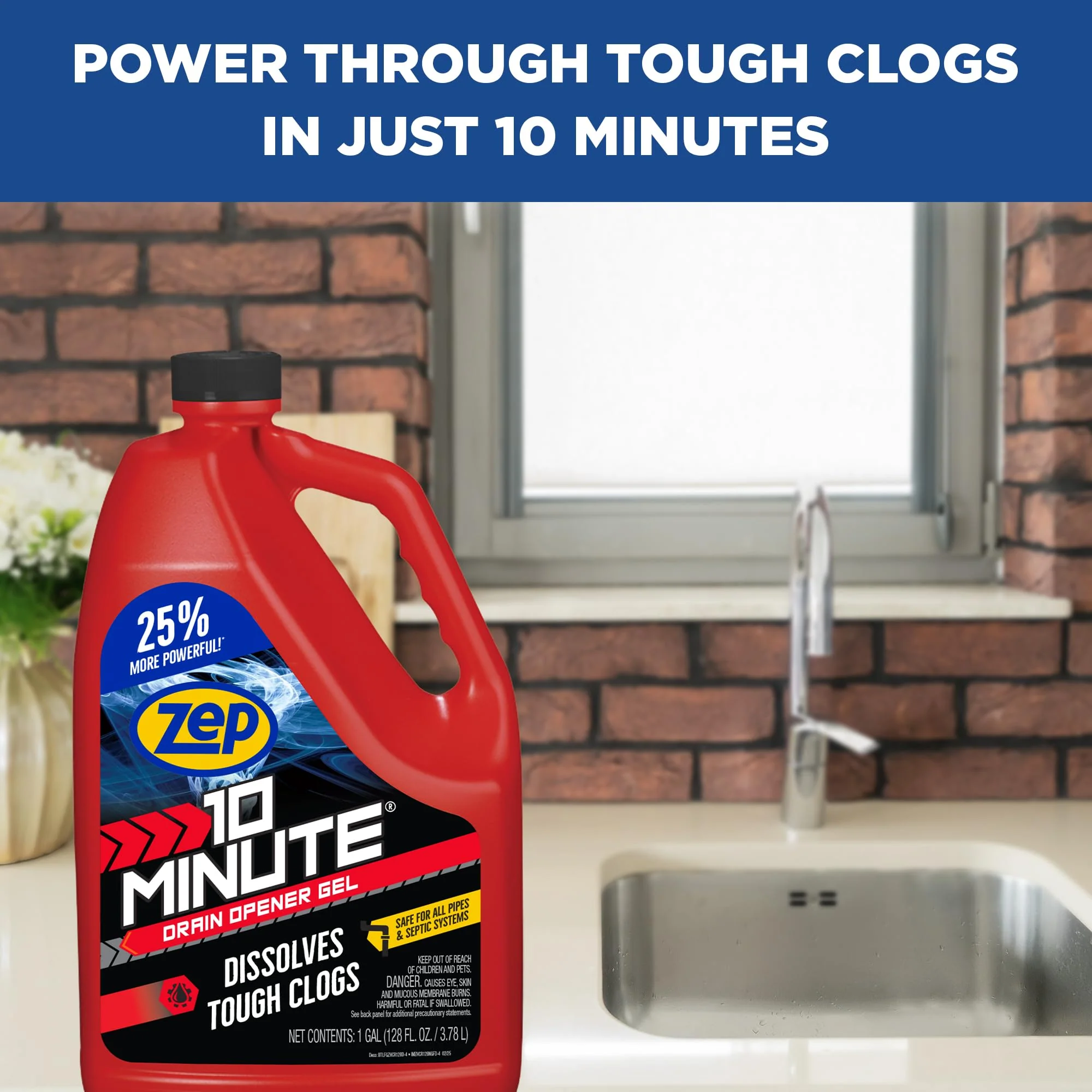 Zep 10 Minute Drain Opener Gel 1 Gallon (Case of 4) ZHCR128NG - Commercial Strength, Fast Acting and Safe for All Pipes - Image 4