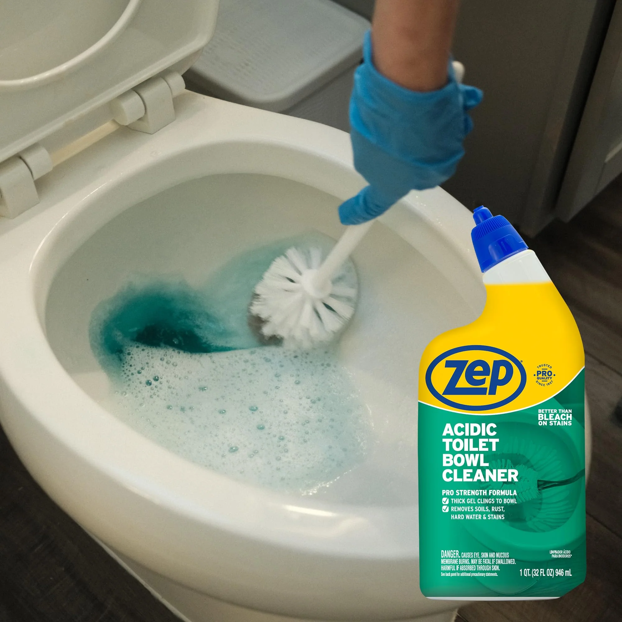 Zep Acidic Toilet Bowl Cleaner - 32 oz (Case of 4) - ZUATBC324 - Experience the Ultimate Cleaning Power with Our 2x Thicker Clinging Formula, Designed to Deliver a Professional-Quality Clean - Image 4