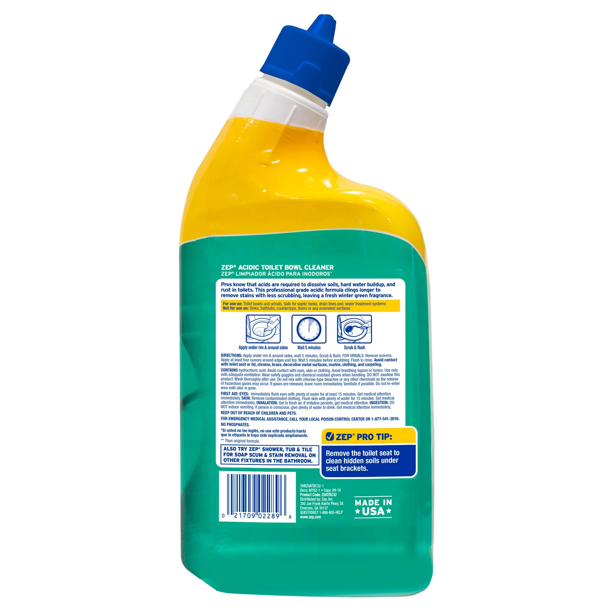 Zep Acidic Toilet Bowl Cleaner - 32 oz (Case of 4) - ZUATBC324 - Experience the Ultimate Cleaning Power with Our 2x Thicker Clinging Formula, Designed to Deliver a Professional-Quality Clean - Image 8