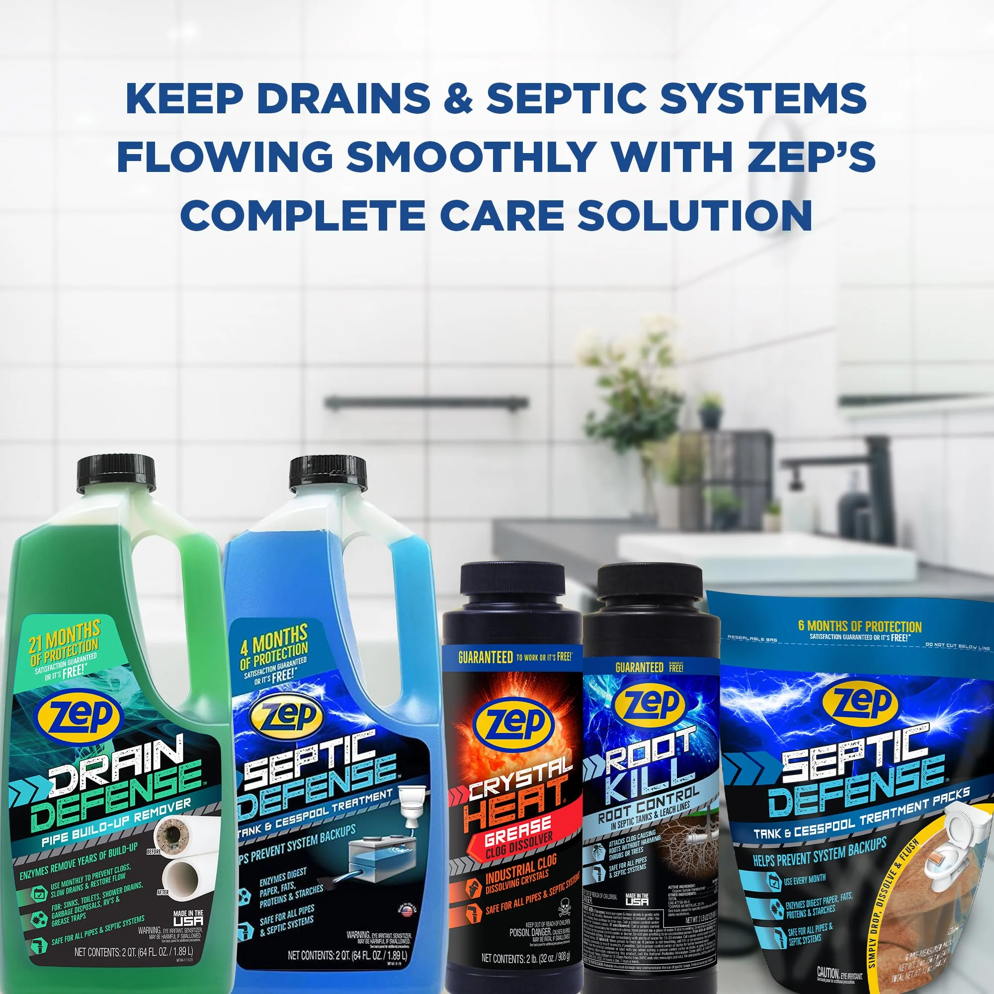 Zep Drain Defense Pipe Build-Up Remover - 64 oz (Case of 4) ZLDC64 - Professional Strength Liquid Pipe Build Up Remover - Image 3