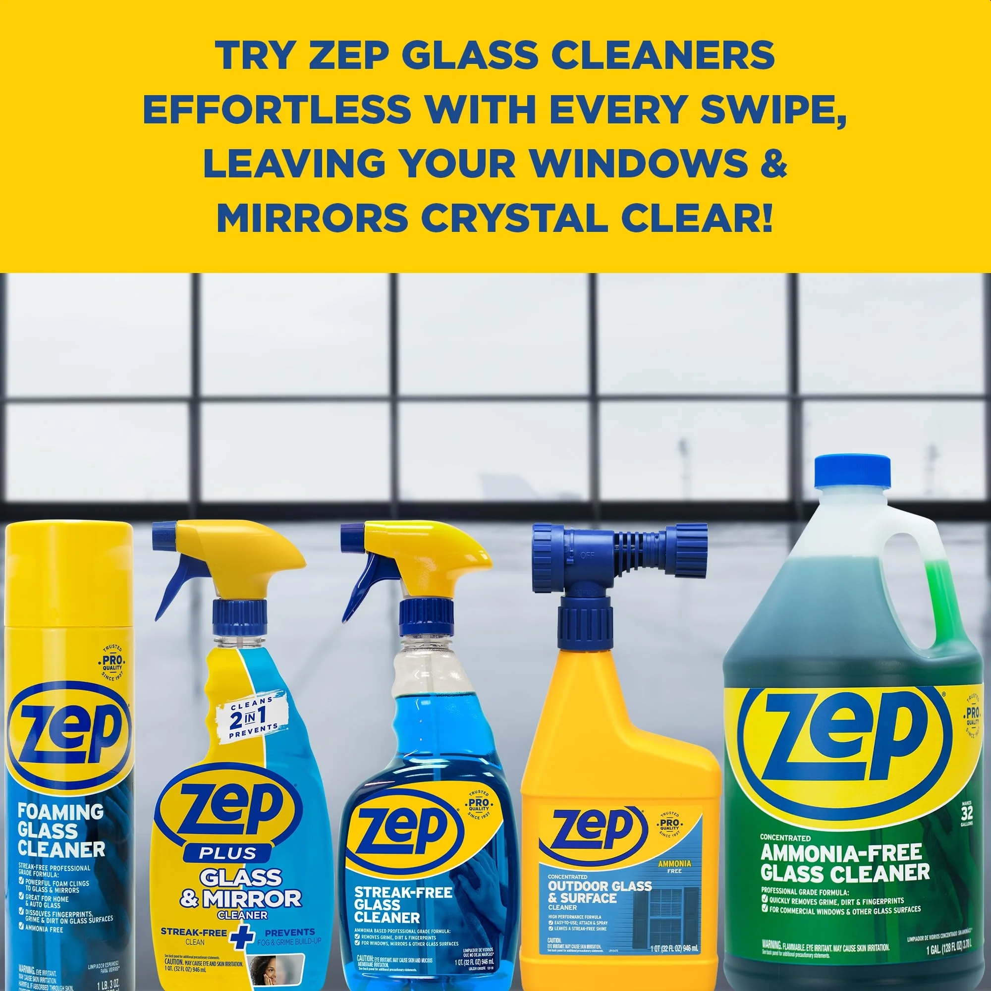 Zep Foaming Glass Cleaner - 19 oz (Case of 12) ZUFGC19 - Streak-Free Professional Grade Formula that Dissolves Dirt, Fingerprints and Grime on Glass, Mirrors, Windows and Plexiglas in Home, Business, - Image 2