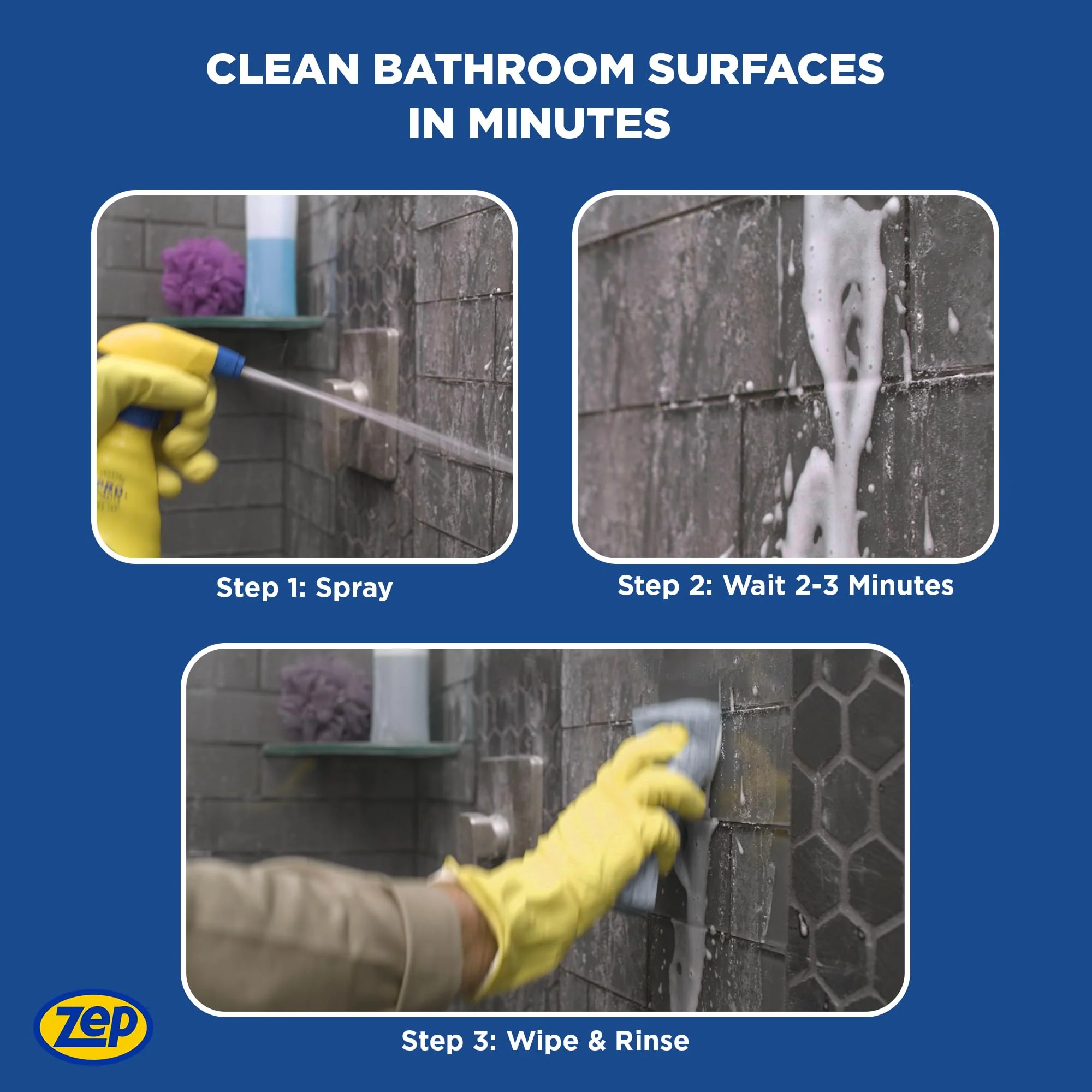 Zep Foaming Shower Tub and Tile Cleaner - 32 oz (Case of 4) ZUPFTT324 - No Scrub Formula, Breaks up Tough Buildup on Contact - Image 5