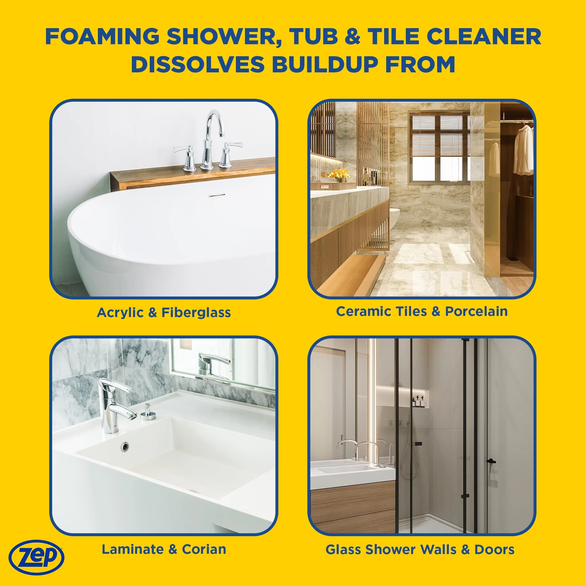 Zep Foaming Shower Tub and Tile Cleaner - 32 oz (Case of 4) ZUPFTT324 - No Scrub Formula, Breaks up Tough Buildup on Contact - Image 6